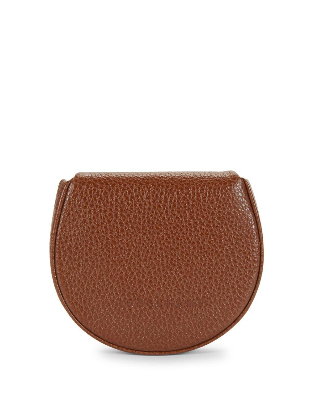 Longchamp Le Foulonné Leather Coin Purse, Chestnut at John Lewis & Partners