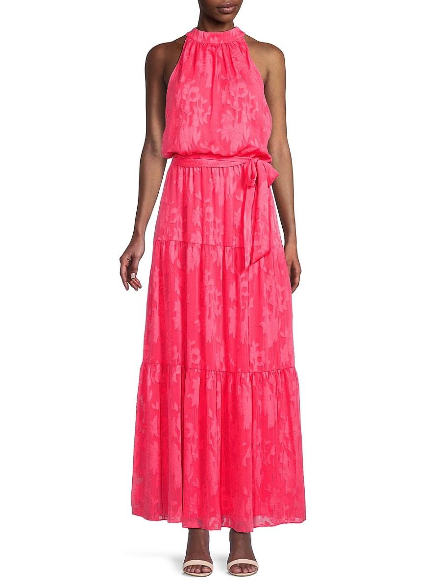 Julia Jordan Floral Burnout Tiered Maxi Dress in Pink | Lyst Canada