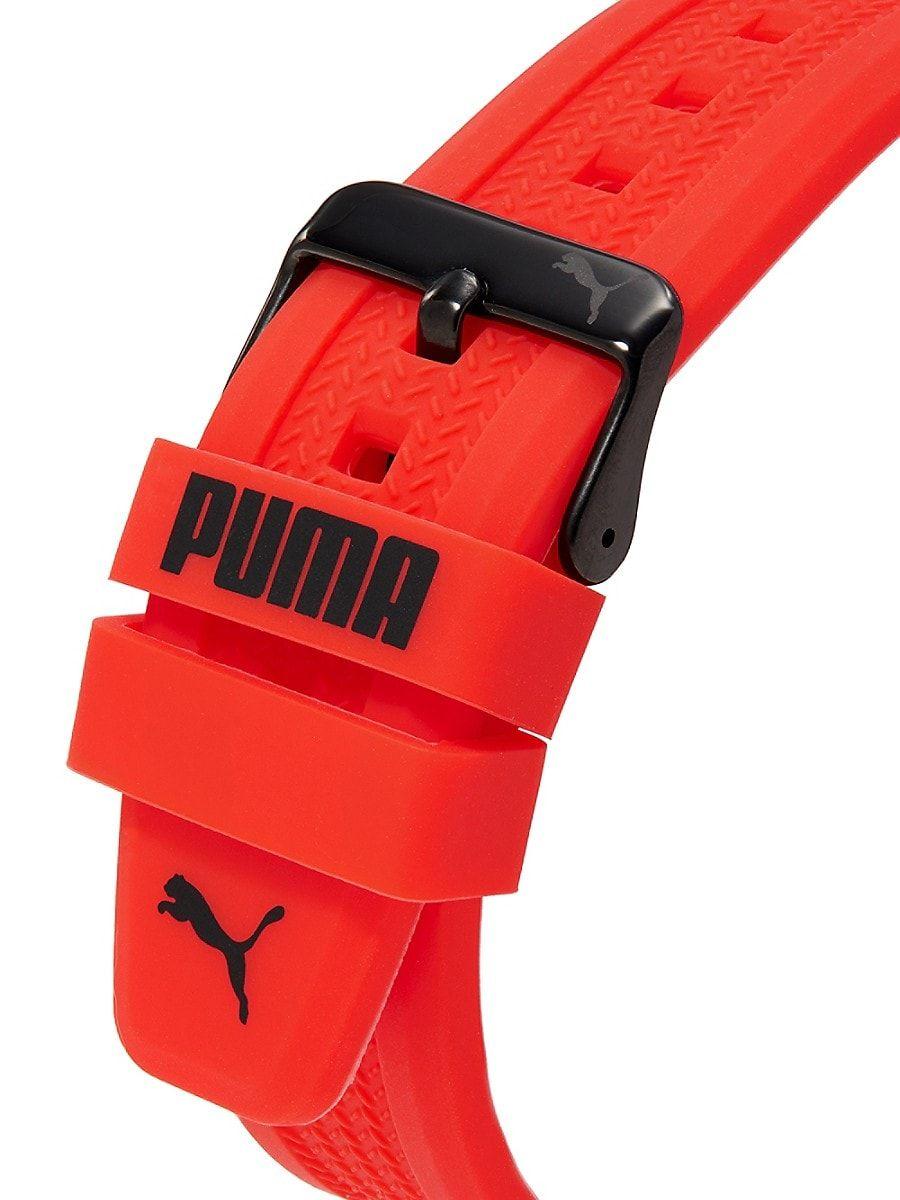 PUMA 10 44mm Stainless Steel & Silicone Watch in Red for Men | Lyst