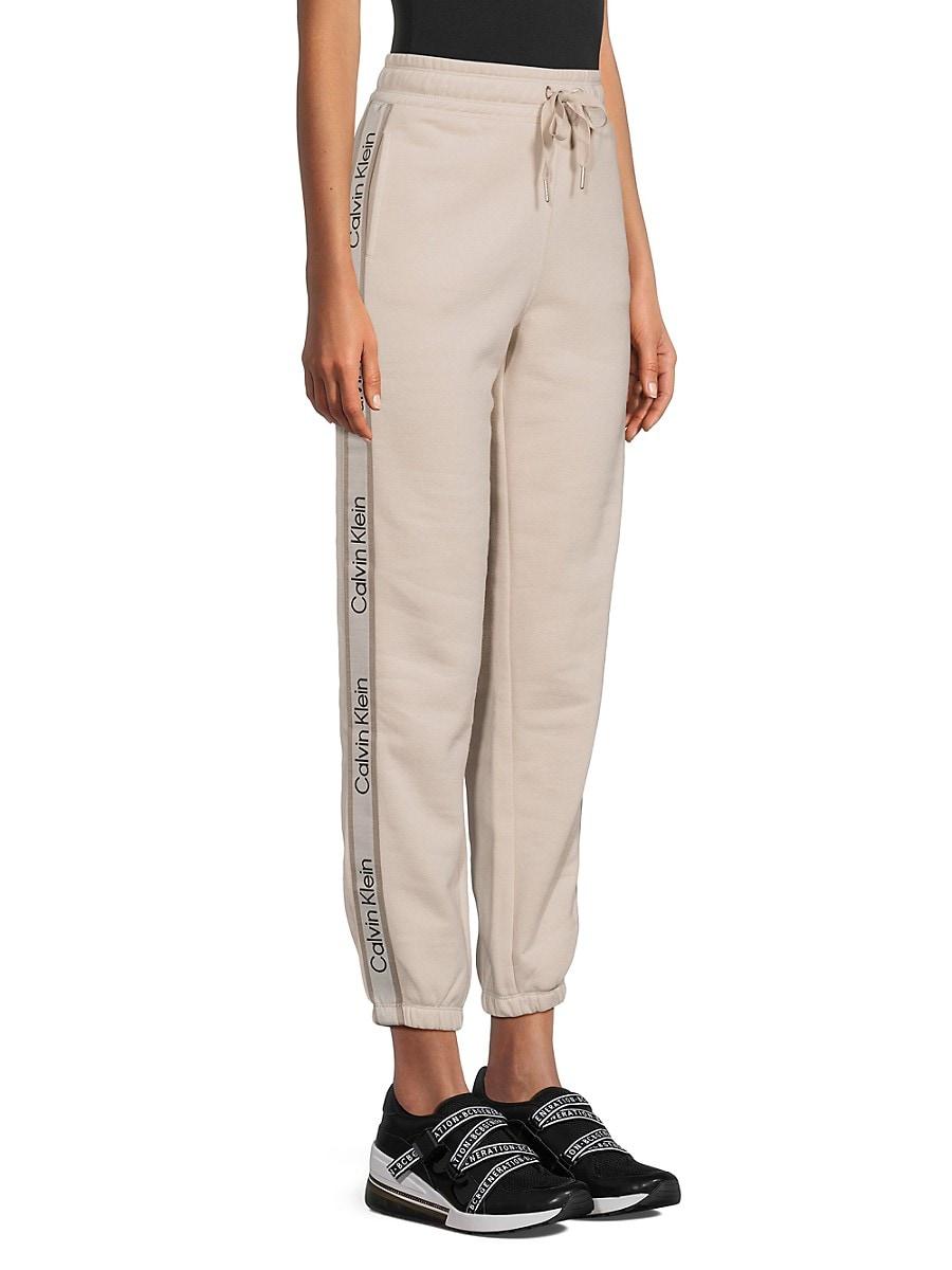 Calvin Klein Logo Drawstring Cropped Joggers in Black Lyst UK