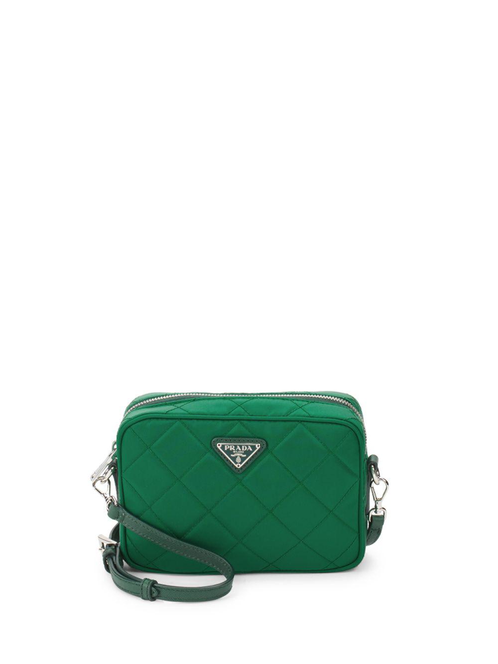 Prada Synthetic Quilted Nylon Crossbody Bag in Dark Green (Green) | Lyst