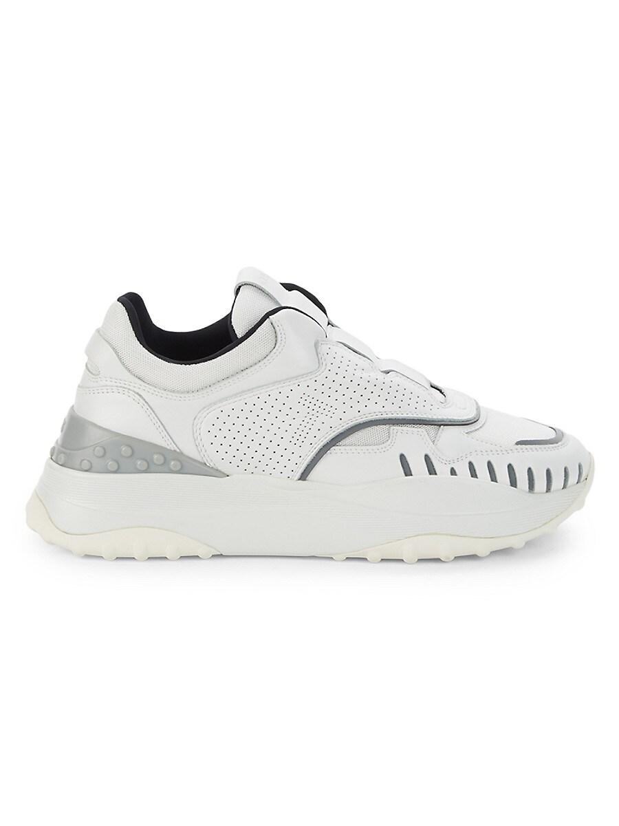 Tod's Perforated Leather & Mesh Sneakers in White | Lyst