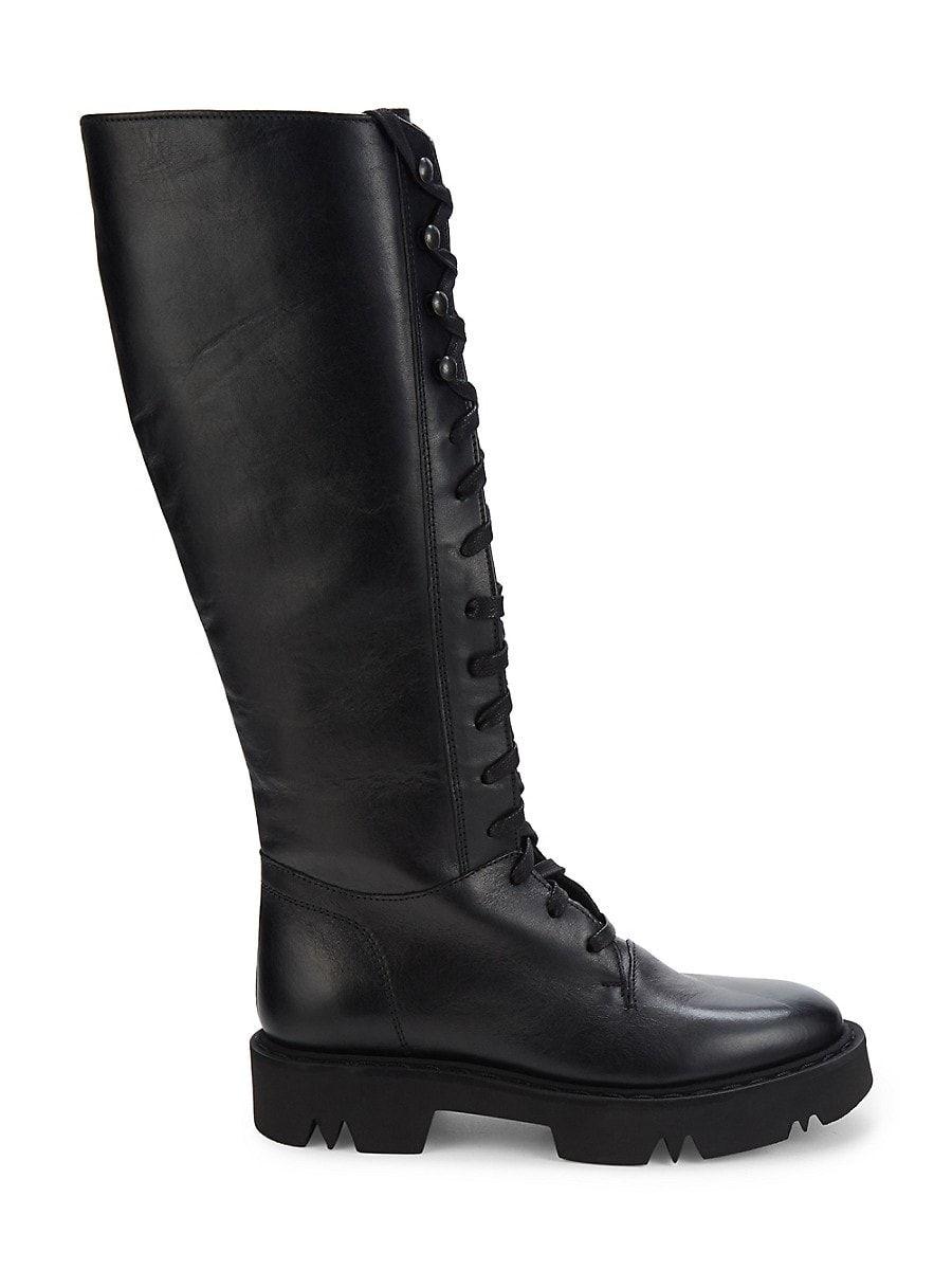 Aquatalia Helmina Leather Knee High Boots in Black | Lyst
