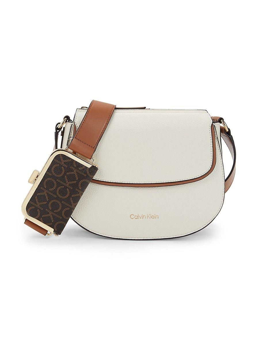 Calvin Klein Logo Saddle Crossbody Bag in White | Lyst