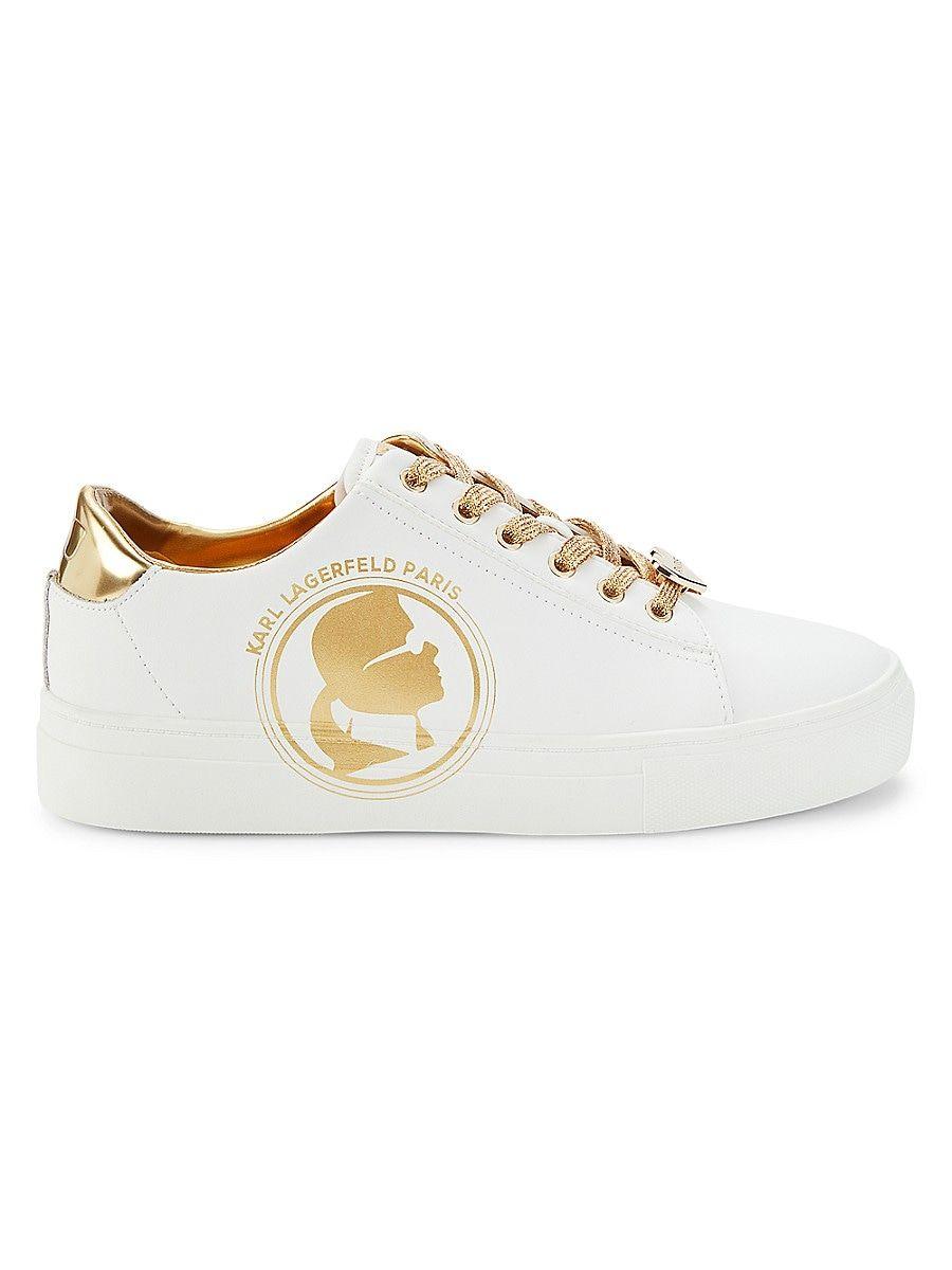 Karl Lagerfeld Cate Metallic Trim Sneakers in White | Lyst