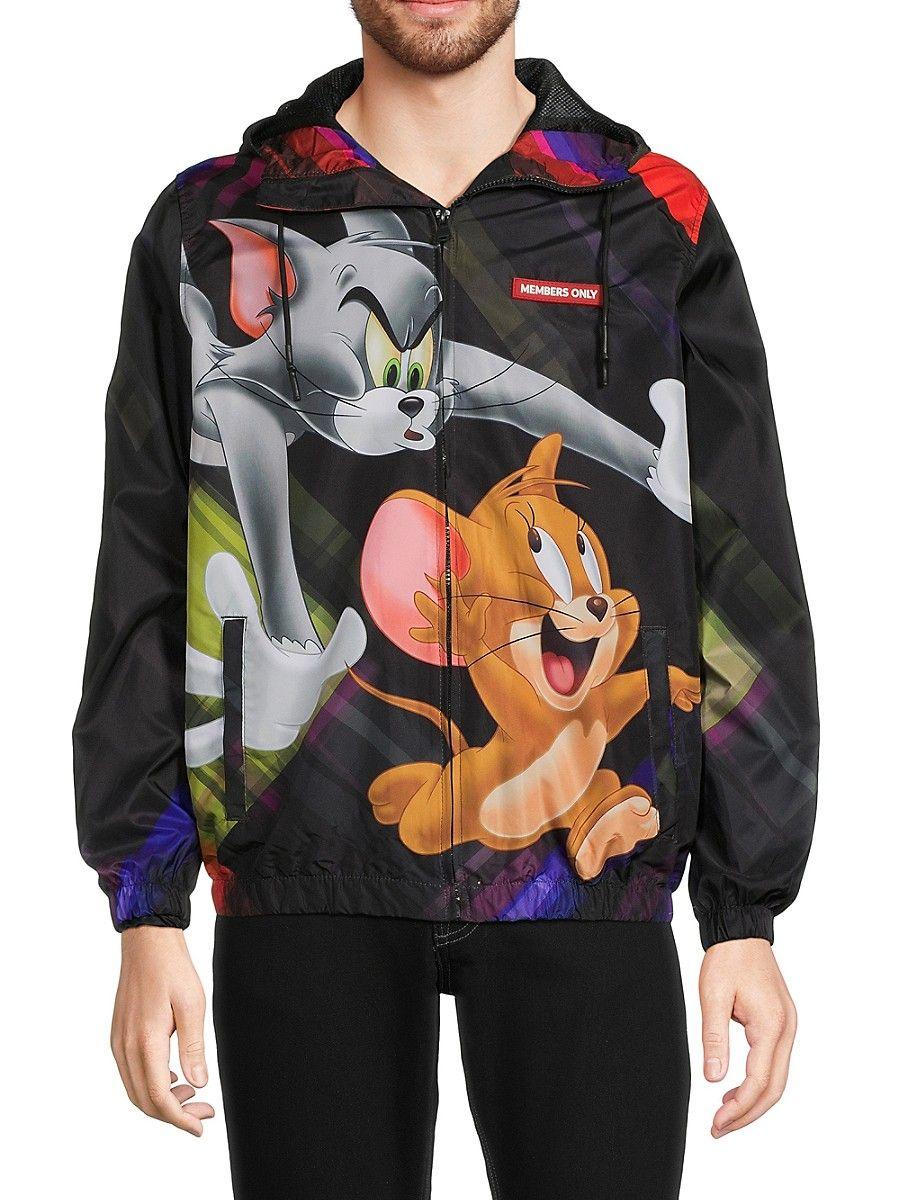 New with tags members only x Tom and jerry hooded windbreaker rain jacket  medium