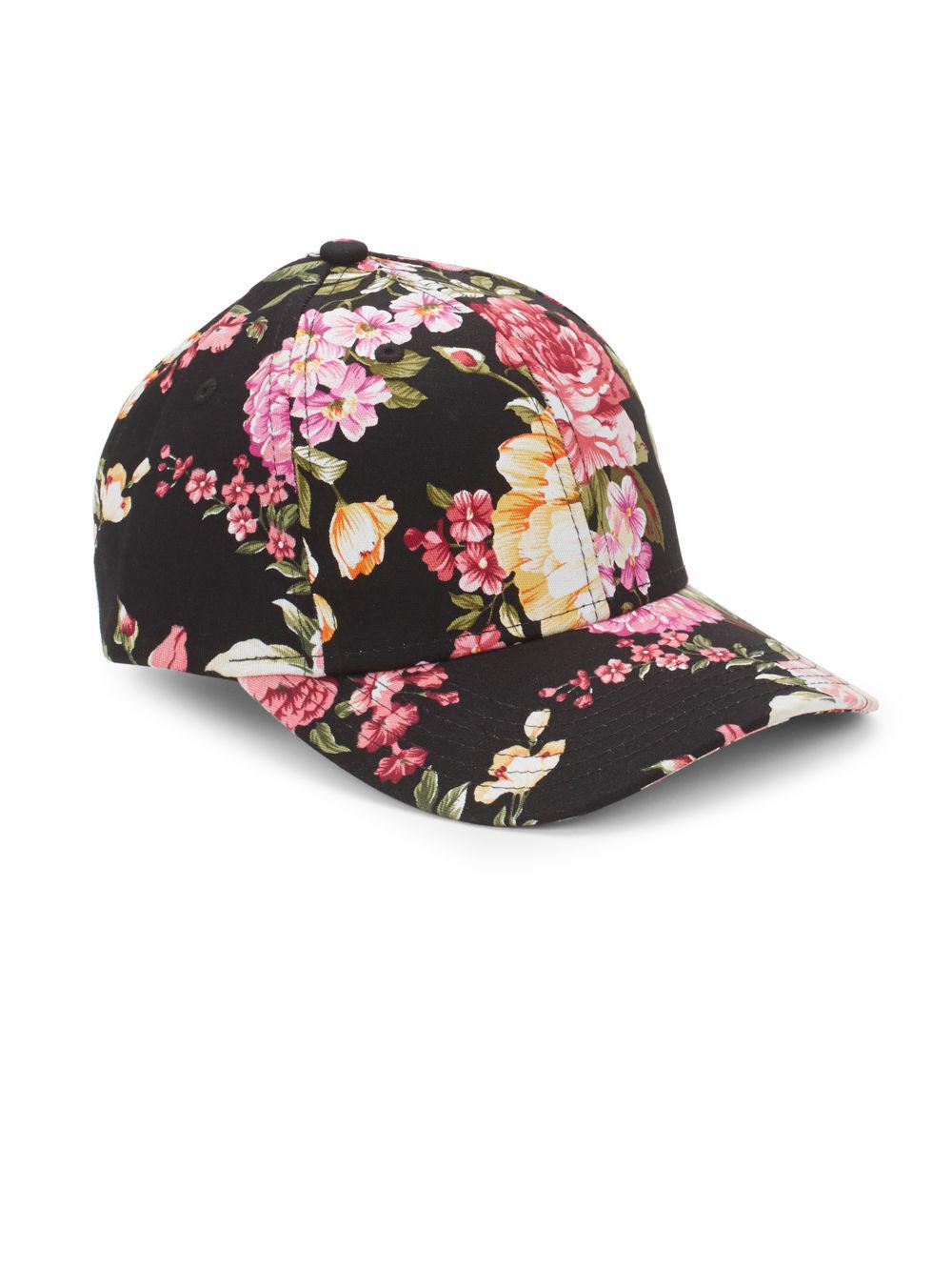 black floral baseball cap