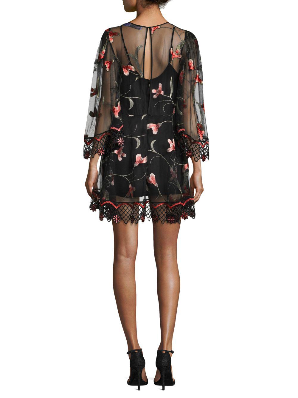 Embroidered Tulle Mini Dress 