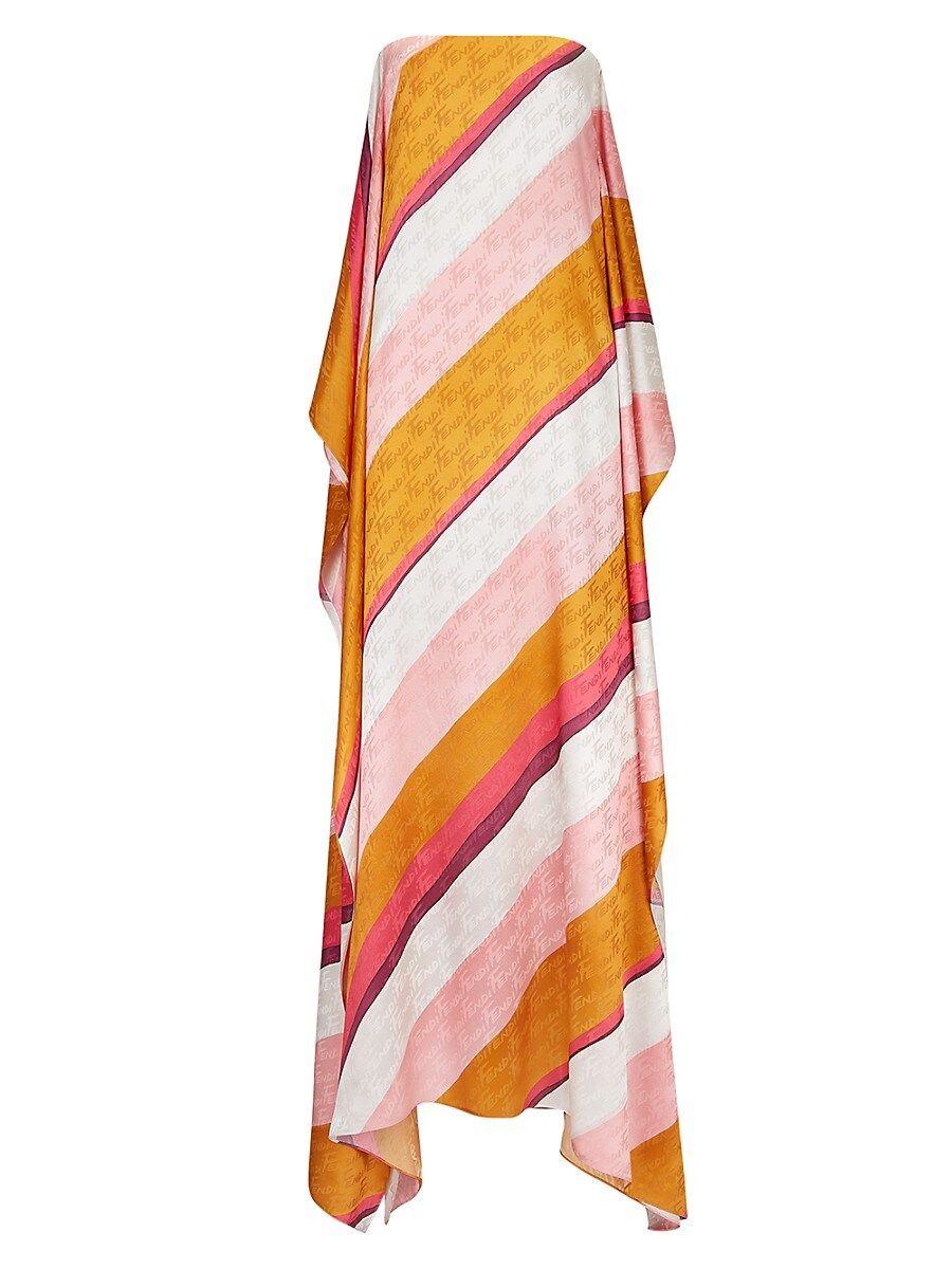 Fendi Diagonal Stripes & Logo Dress in Orange | Lyst
