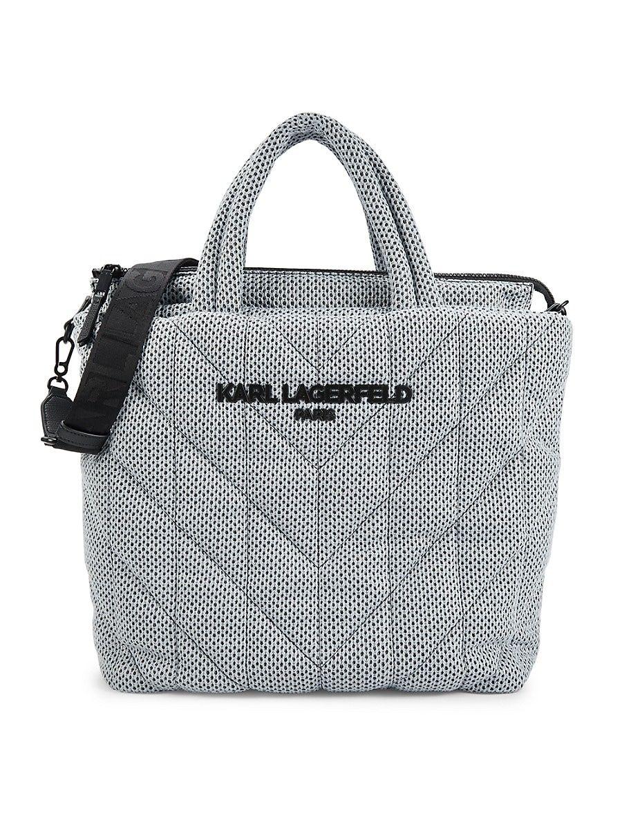 Karl Lagerfeld Voyage Logo Quilted Two Way Tote in Gray