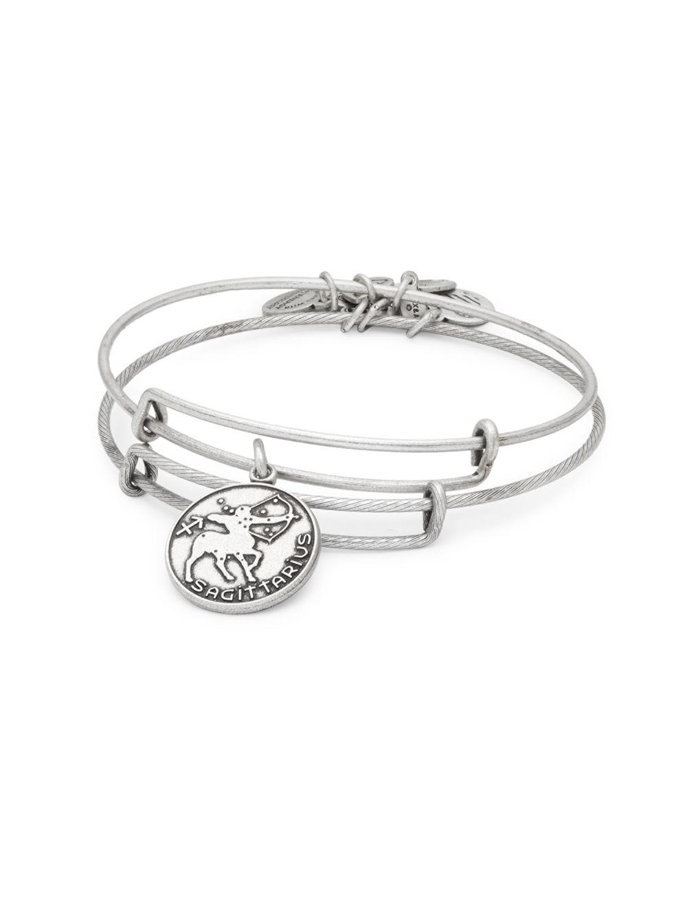 Alex And Ani Sagittarius Charm Textured Slip On Bracelet In Silver Alex And Ani Sagittarius Charm Textured
