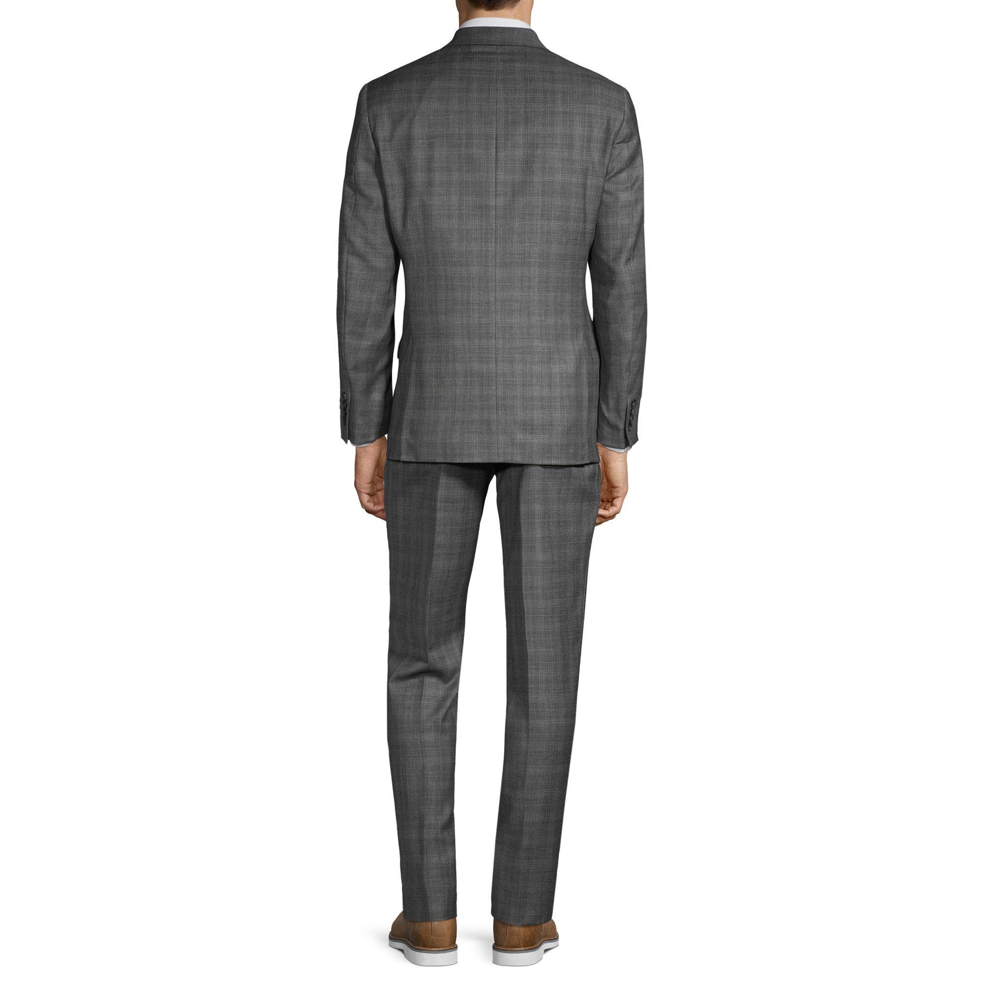 Calvin Klein Twopiece Extra Slim Fit Plaid Wool Suit in Grey (Gray) for Men Lyst