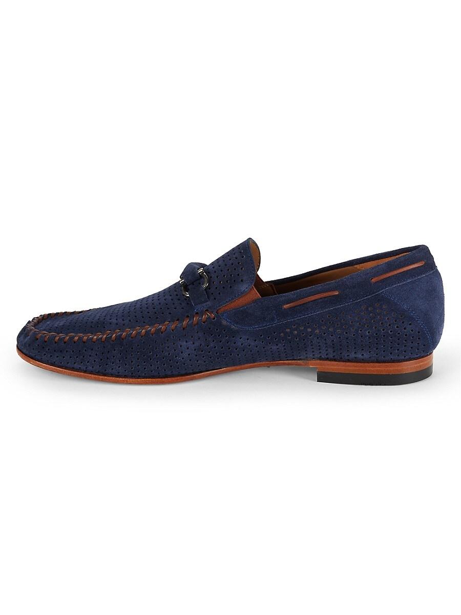 Mezlan Marcello Perforated Suede Bit Loafers in Brown for Men Lyst UK