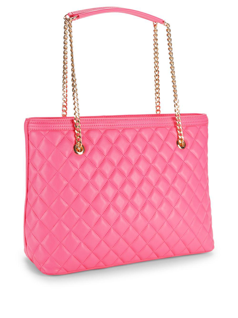 pink faux leather tote