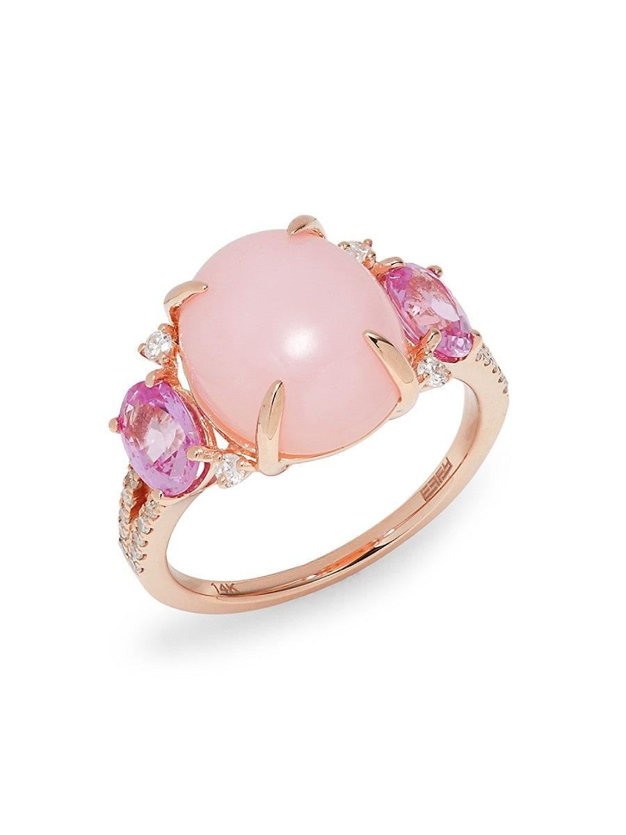 Effy 14k Rose Gold, Opal, Sapphire & Diamond Ring in Pink | Lyst