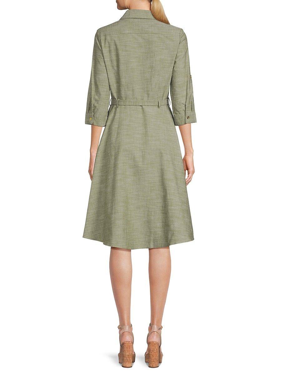 Sharagano belted top shirt dress