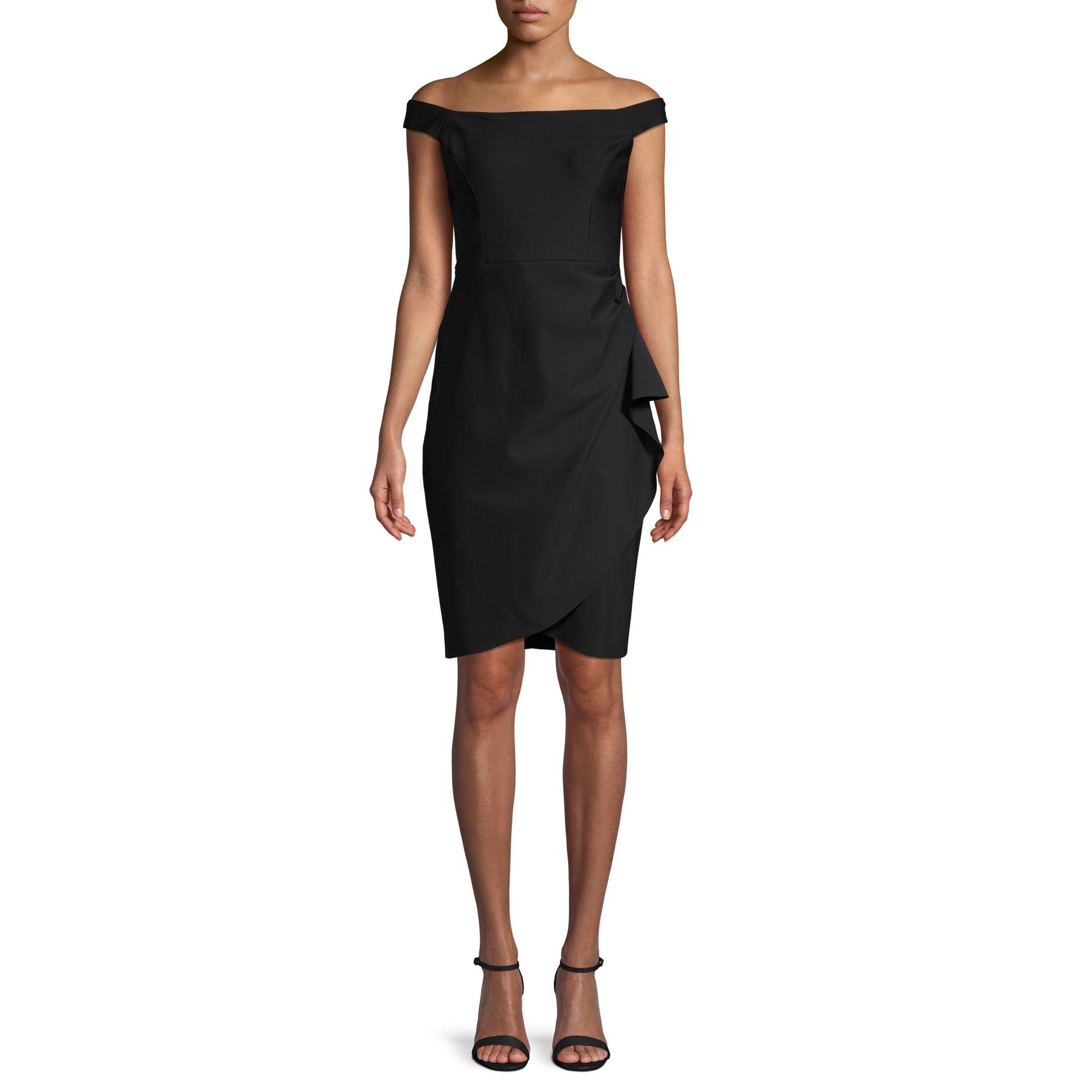 Alex Evenings Synthetic Off-the-shoulder Sheath Dress in Black - Lyst