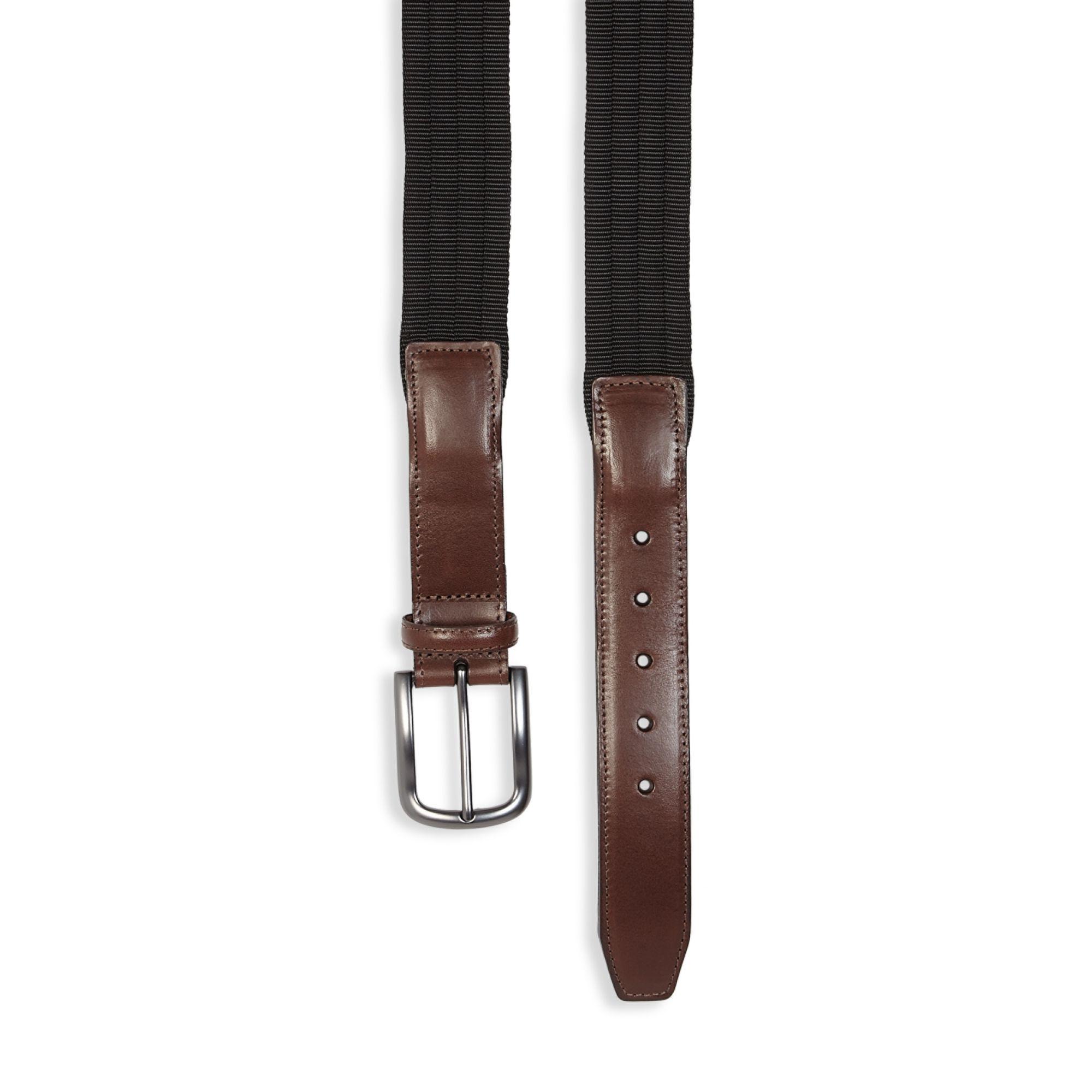 Saks Fifth Avenue Leather Collection Quadruple Tubular Belt in Black