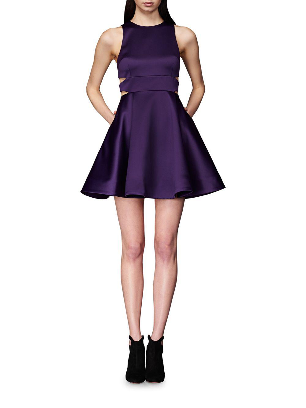 Lyst Cynthia Rowley Bonded Cutout Fit And Flare Dress In Purple Cynthia Rowley