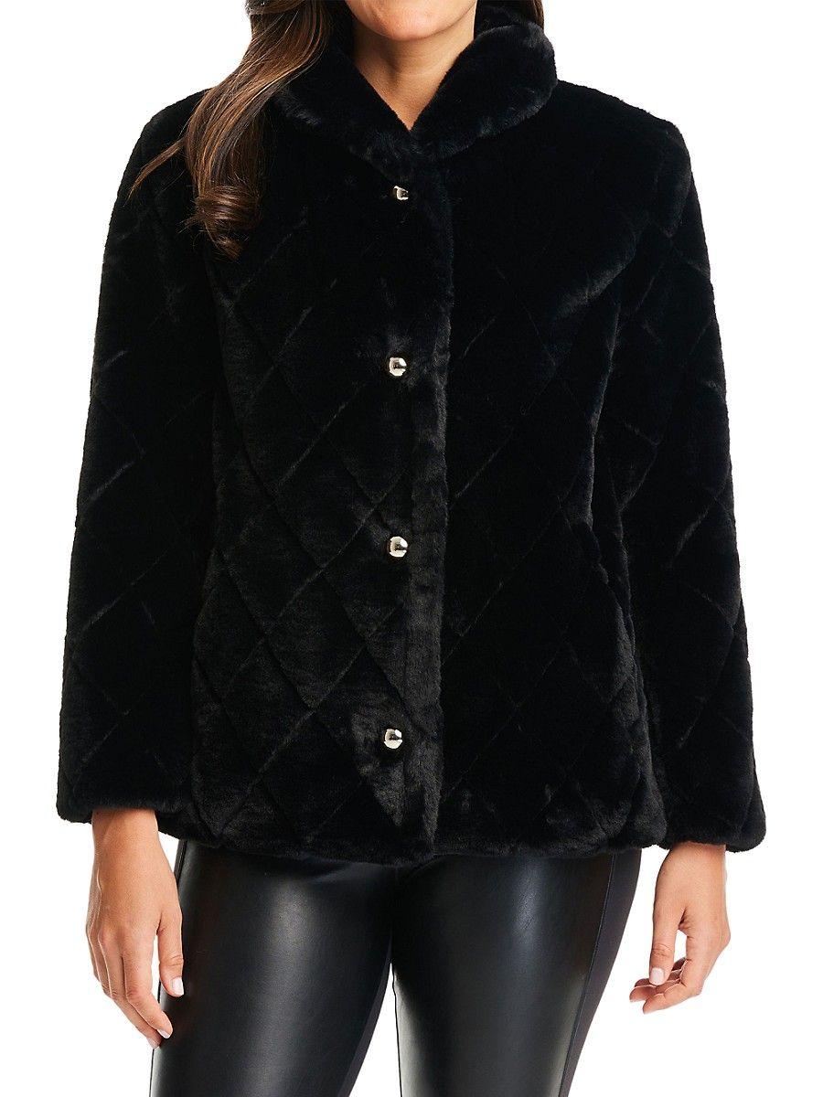Kate Spade Quilted Faux Fur Jacket in Black Lyst