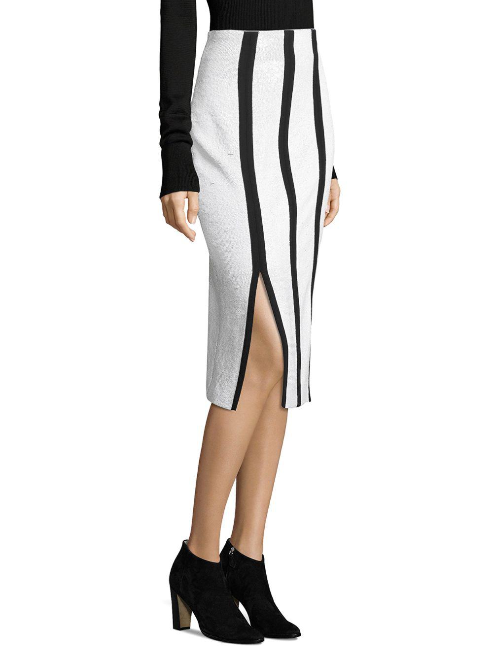 dvf high waisted fitted midi skirt