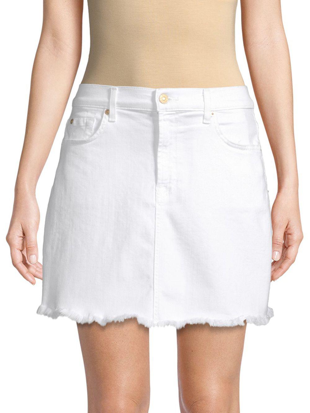 seven for all mankind white denim skirt