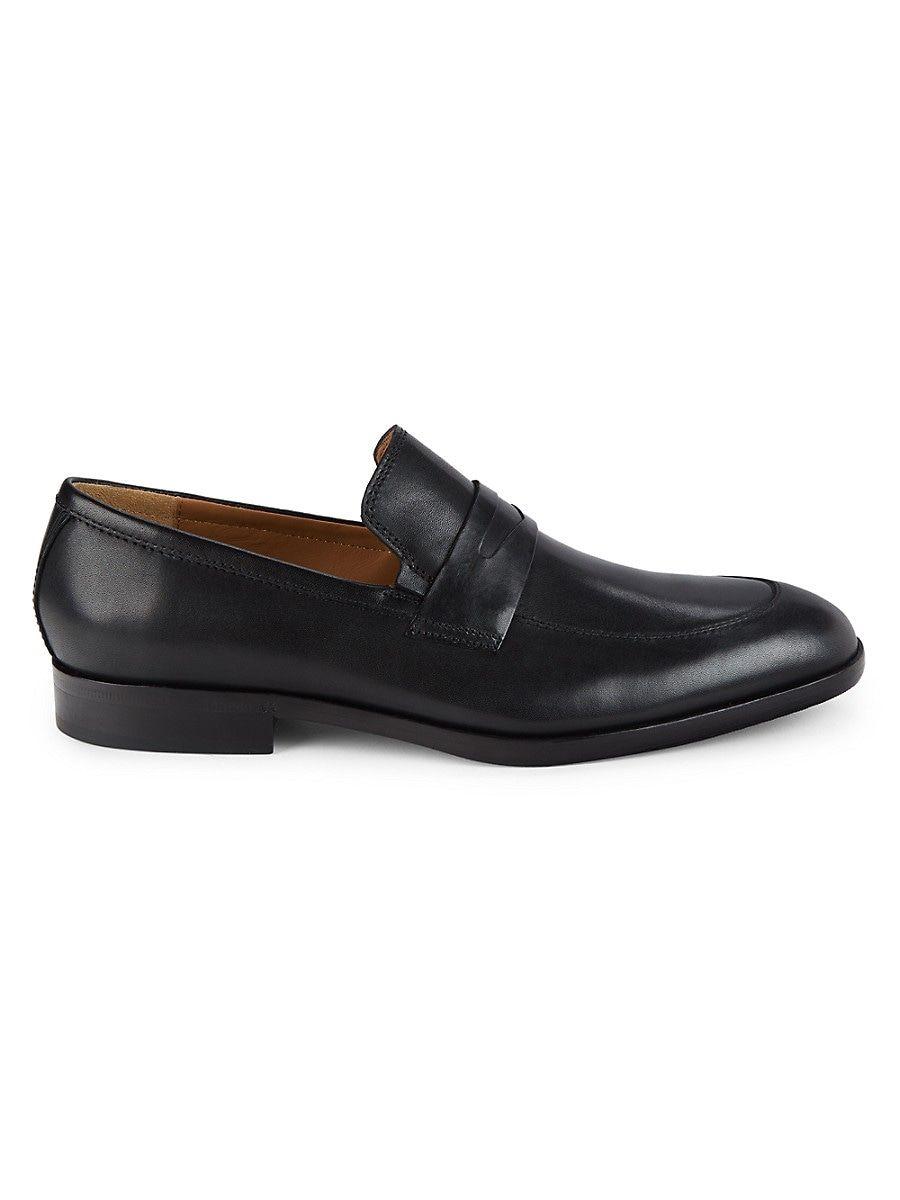 BOSS by HUGO BOSS Modern Leather Penny Loafers in Black for Men | Lyst