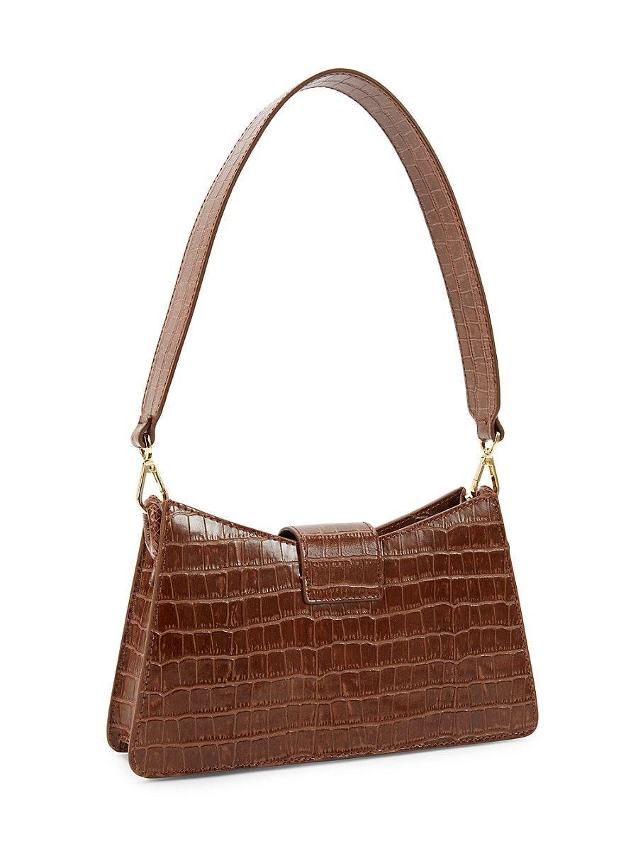 Elleme Baguette Croc Embossed Leather Shoulder Bag in Brown | Lyst