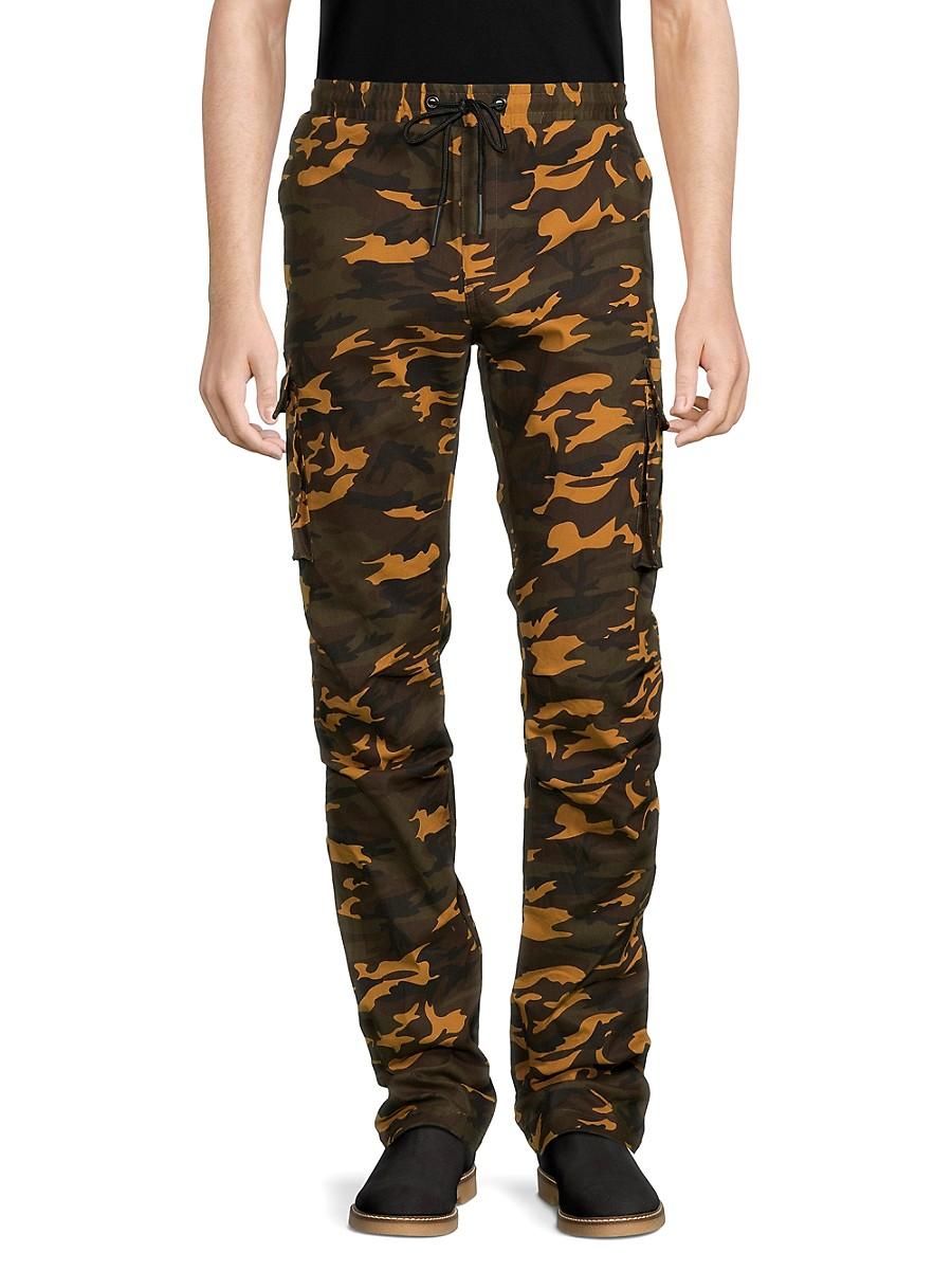 American Stitch Stacked Regular Fit Camo Drawstring Pants in Black