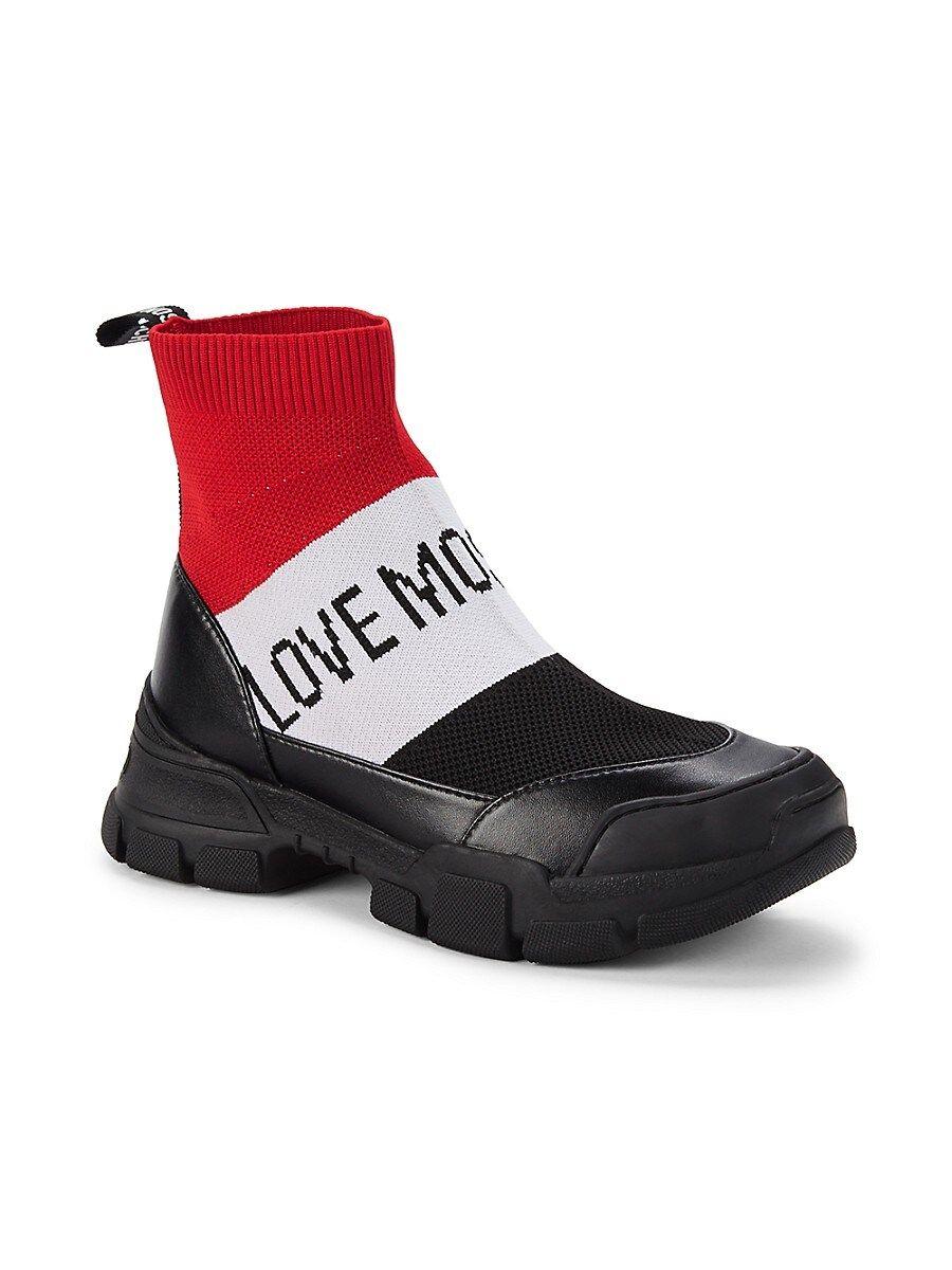 Love Moschino Colorblock Logo Mesh Sock Sneakers in Black | Lyst