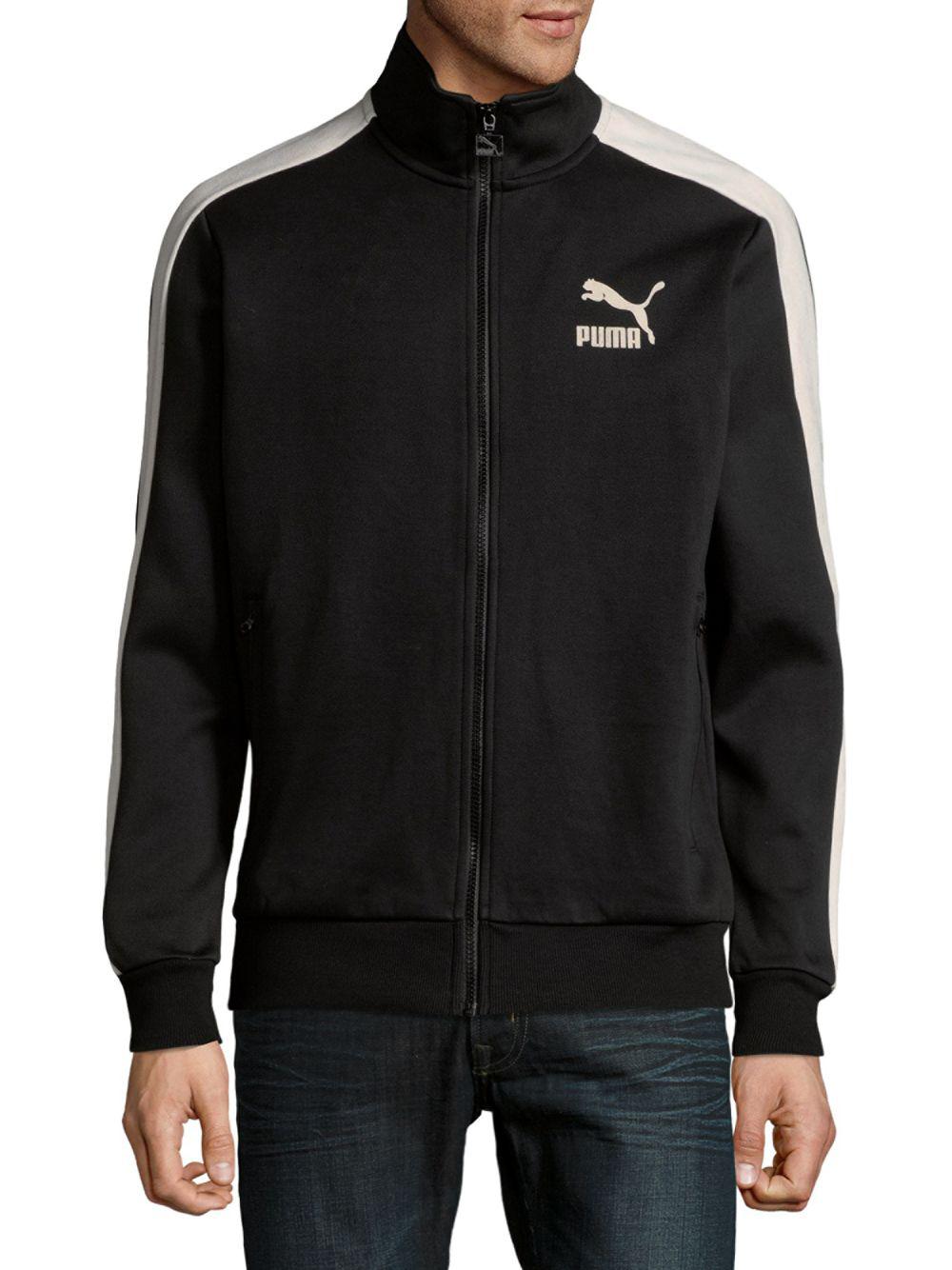 PUMA Cotton Logo Full Zip Jacket in Black for Men - Lyst