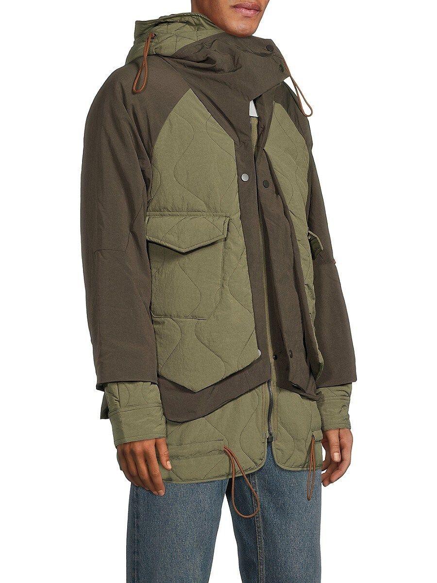 Scotch & Soda Colorblock Quilted Puffer Jacket in Green for Men | Lyst