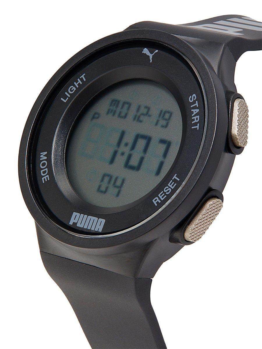 PUMA 7 42mm Stainless Steel & Silicone Digital Watch in Black for Men | Lyst