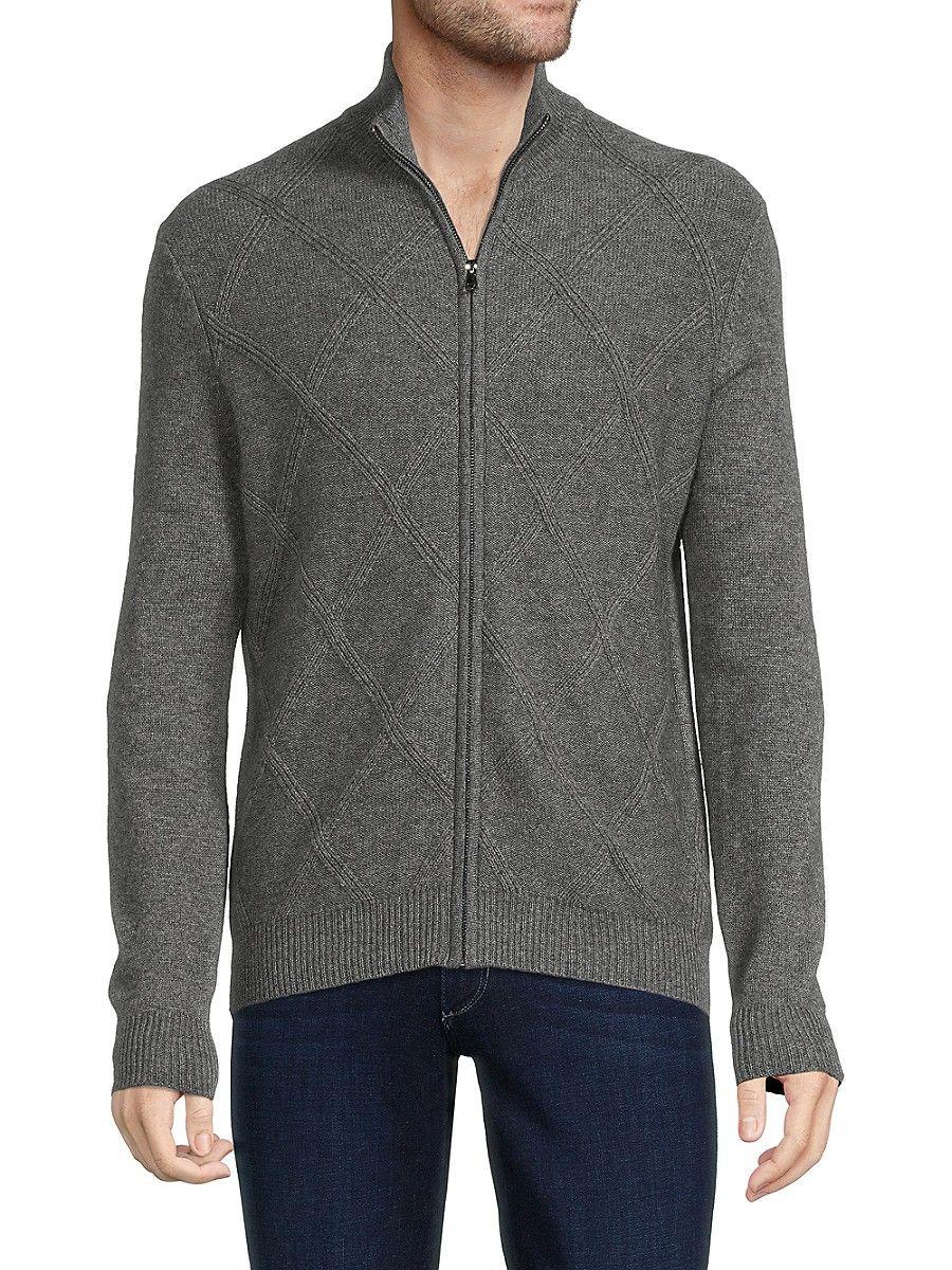 Malo Diamond Pattern Wool & Cashmere Sweater in Gray for Men | Lyst