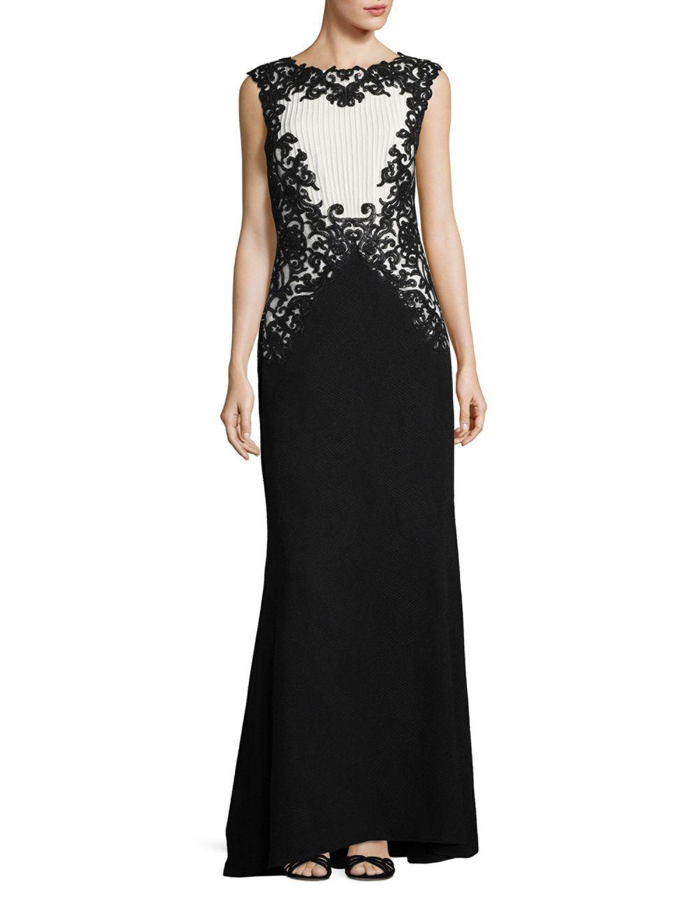 tadashi shoji black and white dress