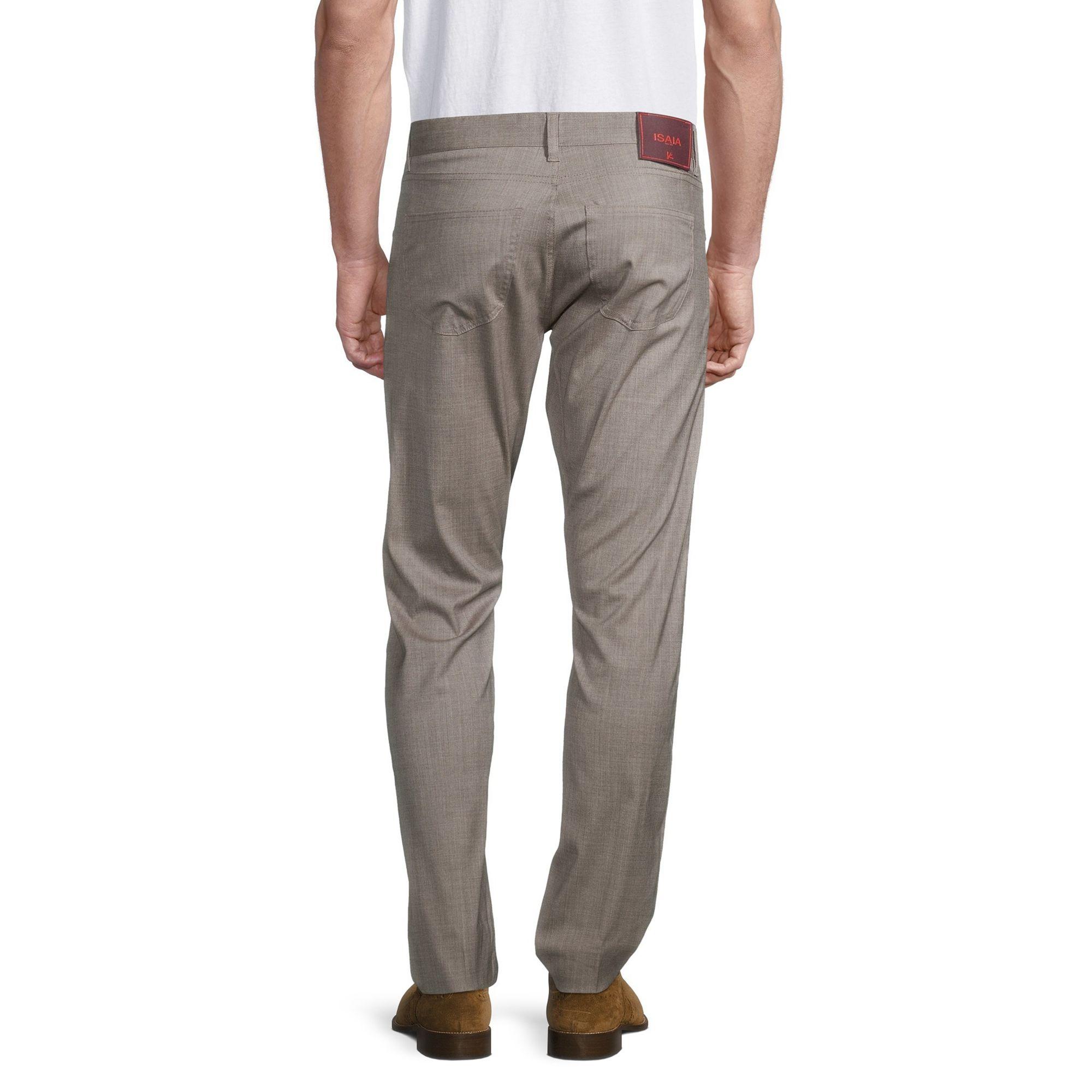 Isaia Slim-fit Stretch Wool & Silk Pants in Light Brown (Brown) for Men ...