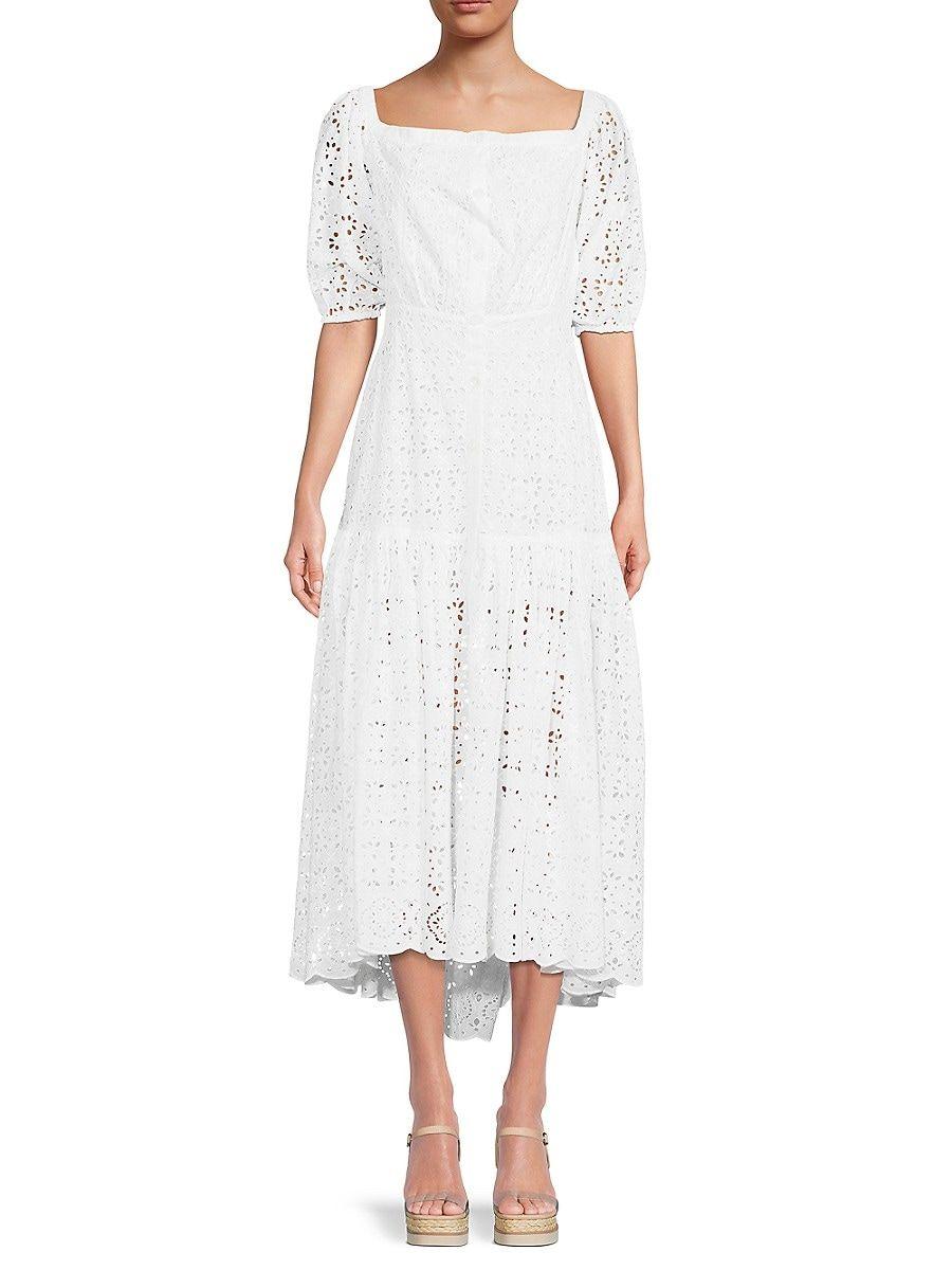 Veronica Beard Cali Cotton Eyelet Maxi Dress in White | Lyst