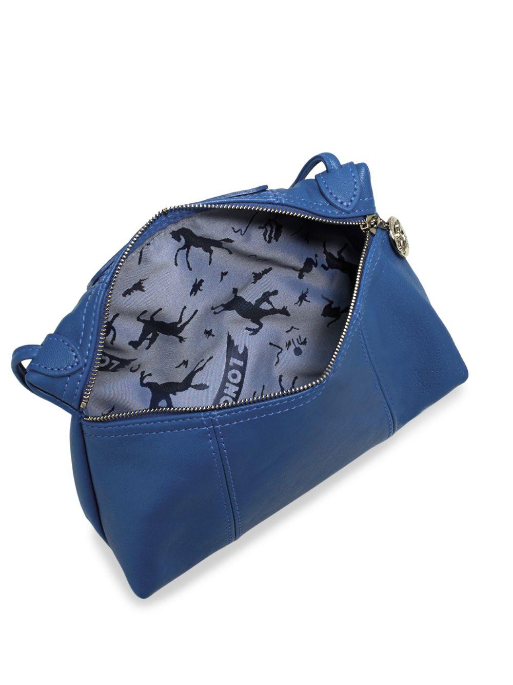 Longchamp Le Pliage Cuir Crossbody Bag in Blue