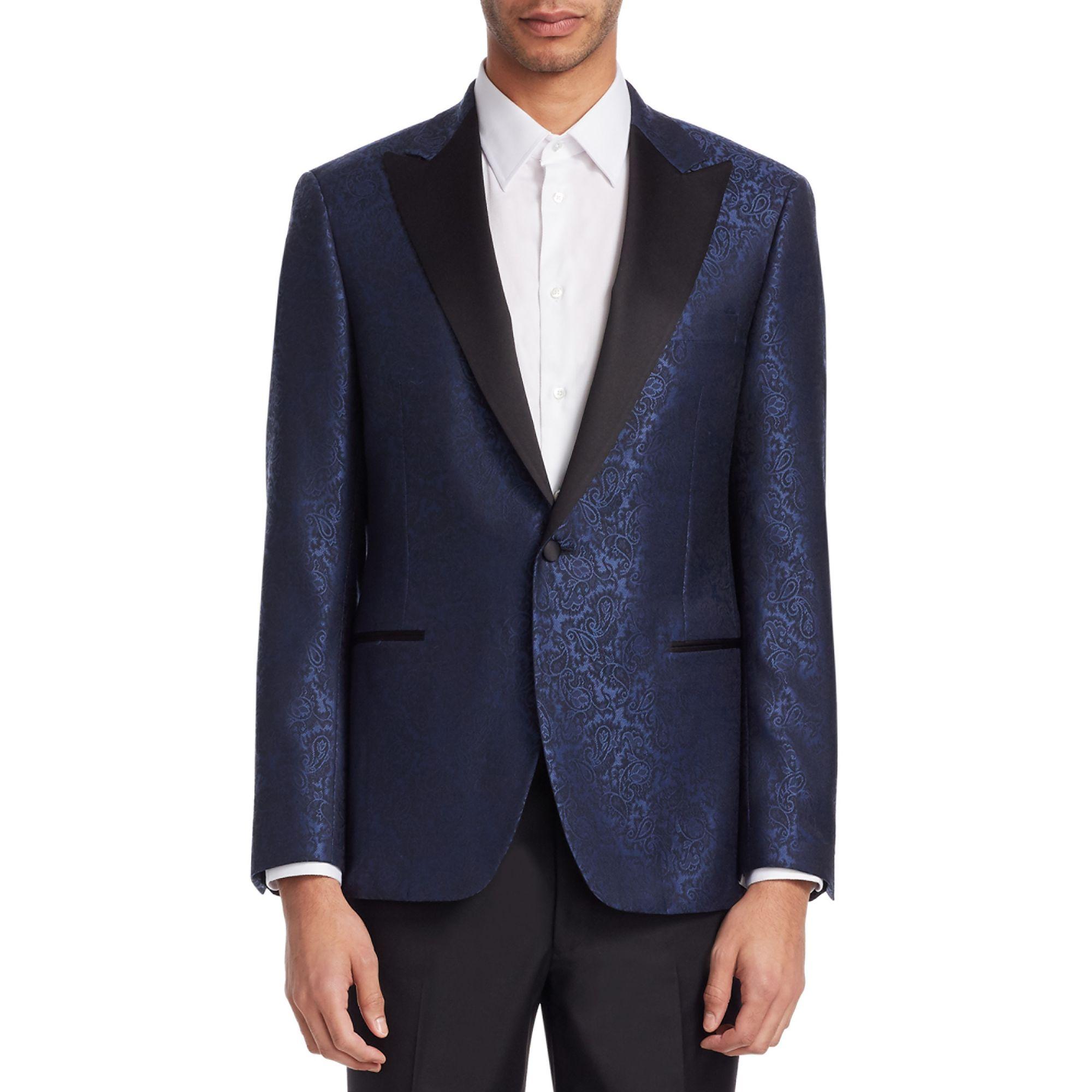 Saks Fifth Avenue Wool Paisley Dinner Jacket in Blue for Men - Save 50% ...