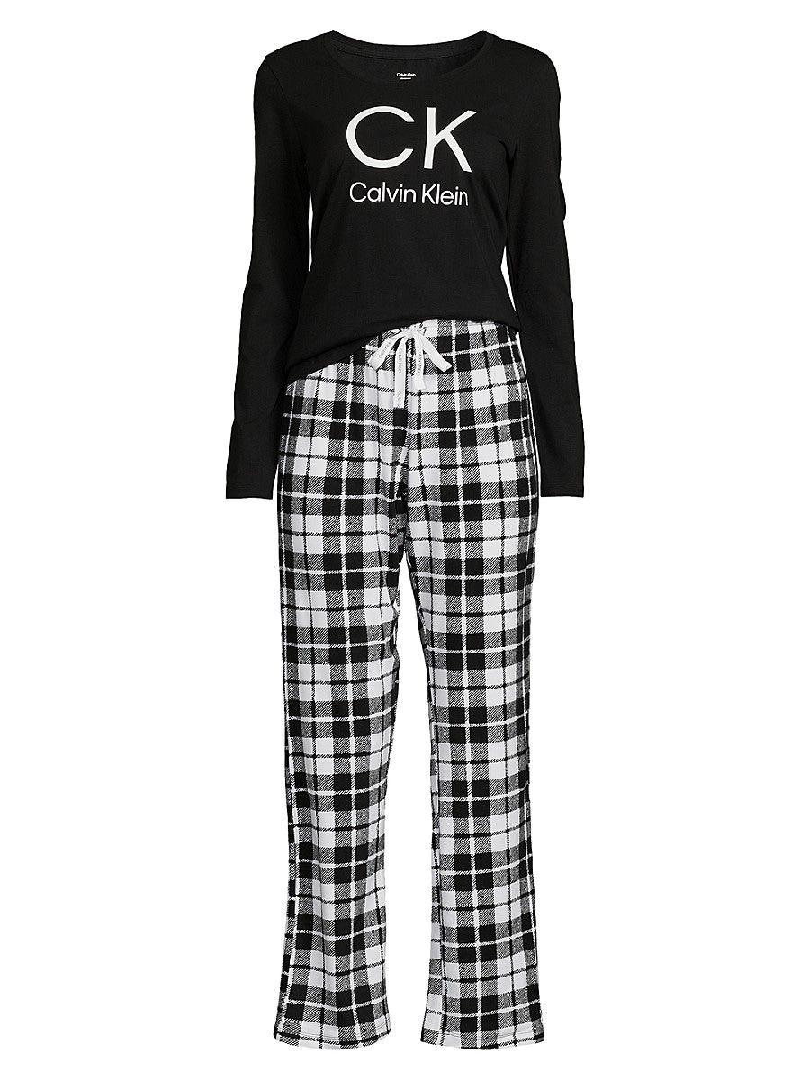 Calvin Klein 2-piece Plaid Pajama Pant Set in Black | Lyst
