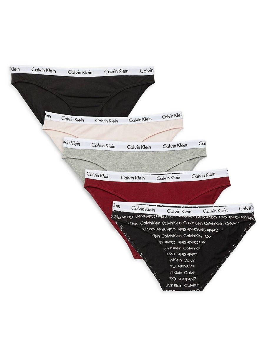 Calvin Klein 5-pack Logo-waist Bikini Panties in Black | Lyst