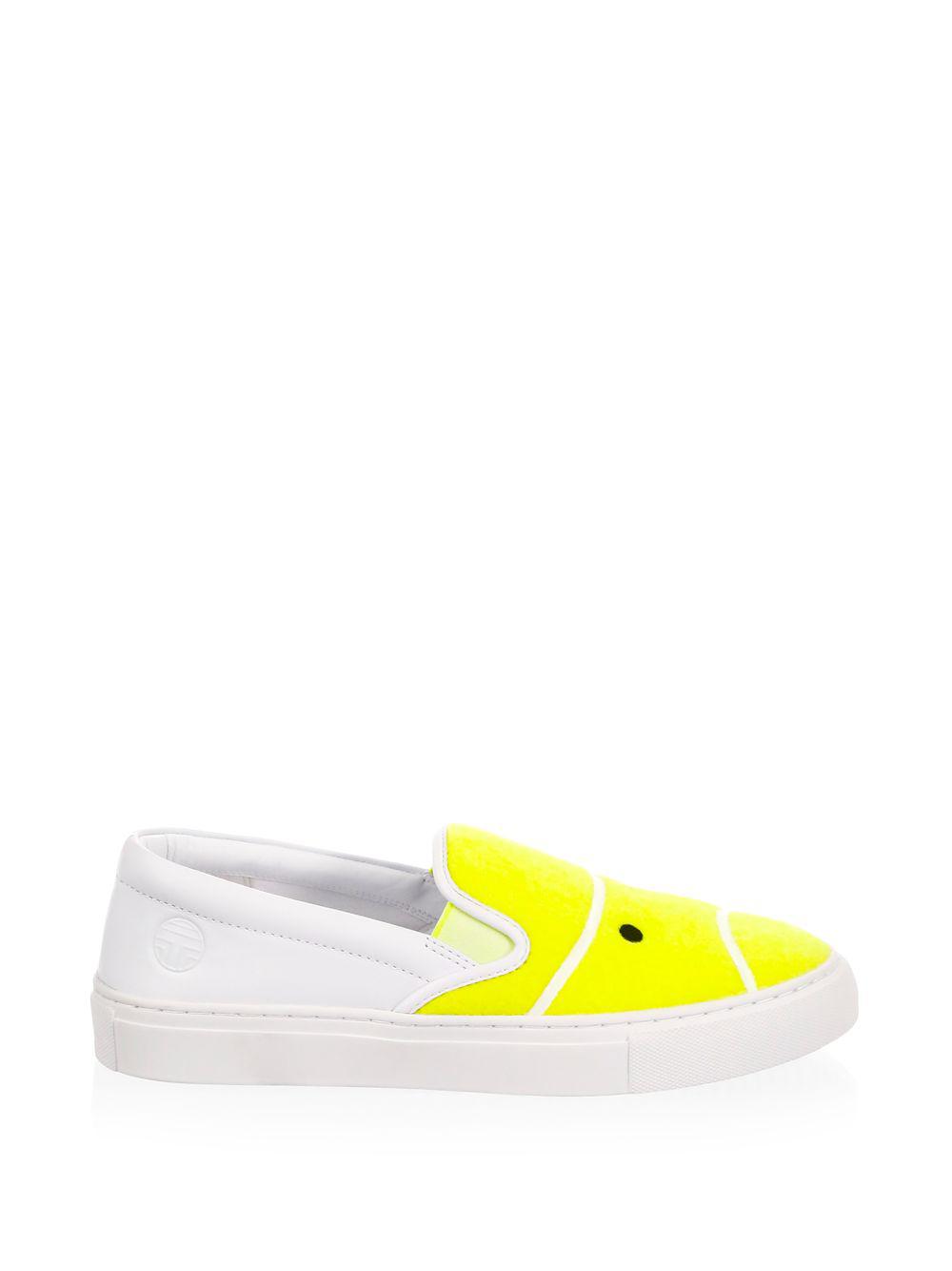 Tory Burch Tennis Felt Slip-on Sneakers in Yellow - Lyst