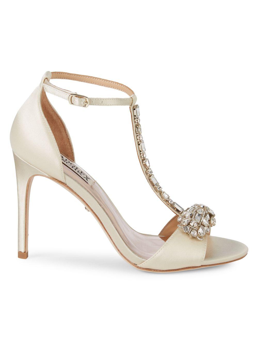 Badgley Mischka Synthetic Pascale Crystal Embellished Sandals in Ivory ...