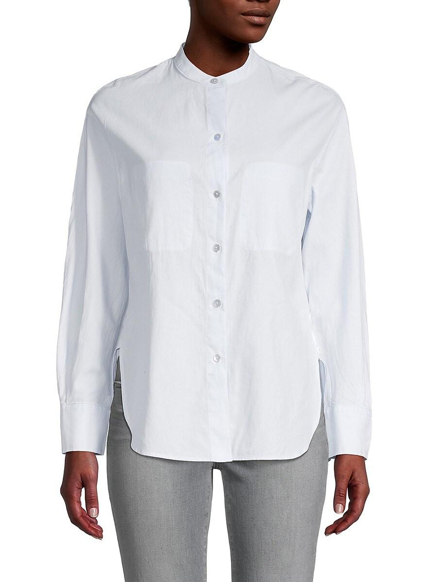 Vince Mandarin-collar Shirt in White | Lyst