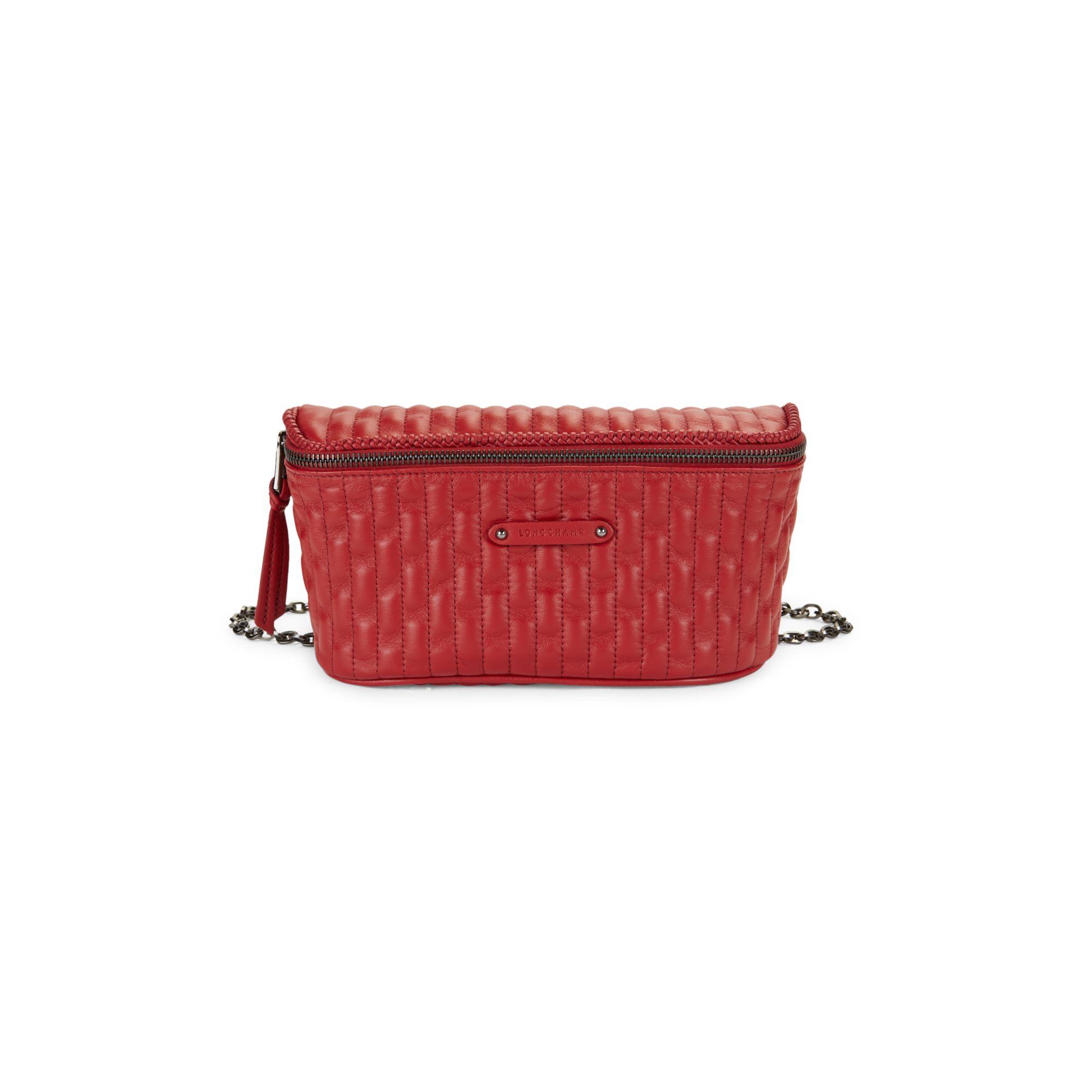 Longchamp Amazone Quilted Leather Convertible Belt Bag in Red | Lyst