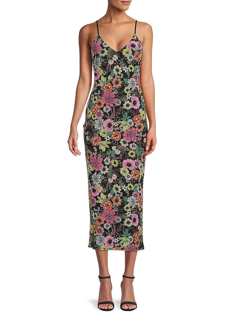 AFRM Amina Floral Print Slip Bodycon Dress in Black Lyst