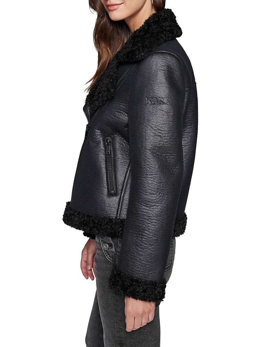 Karl Lagerfeld Faux Shearling Trim Jacket in Black Lyst UK