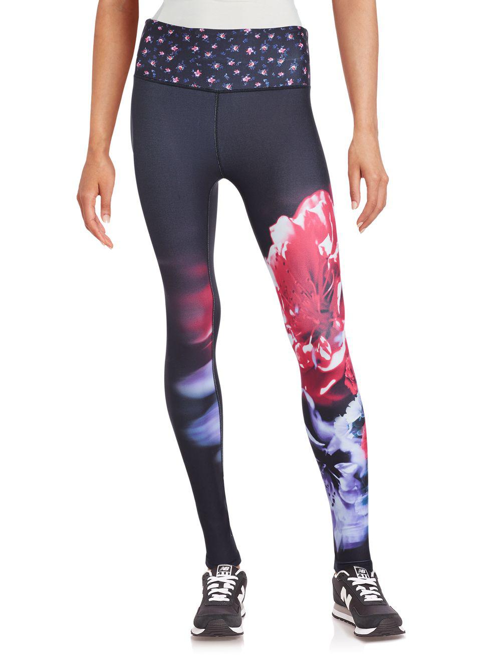 Lepore Synthetic Floral Printed Leggings in Blue