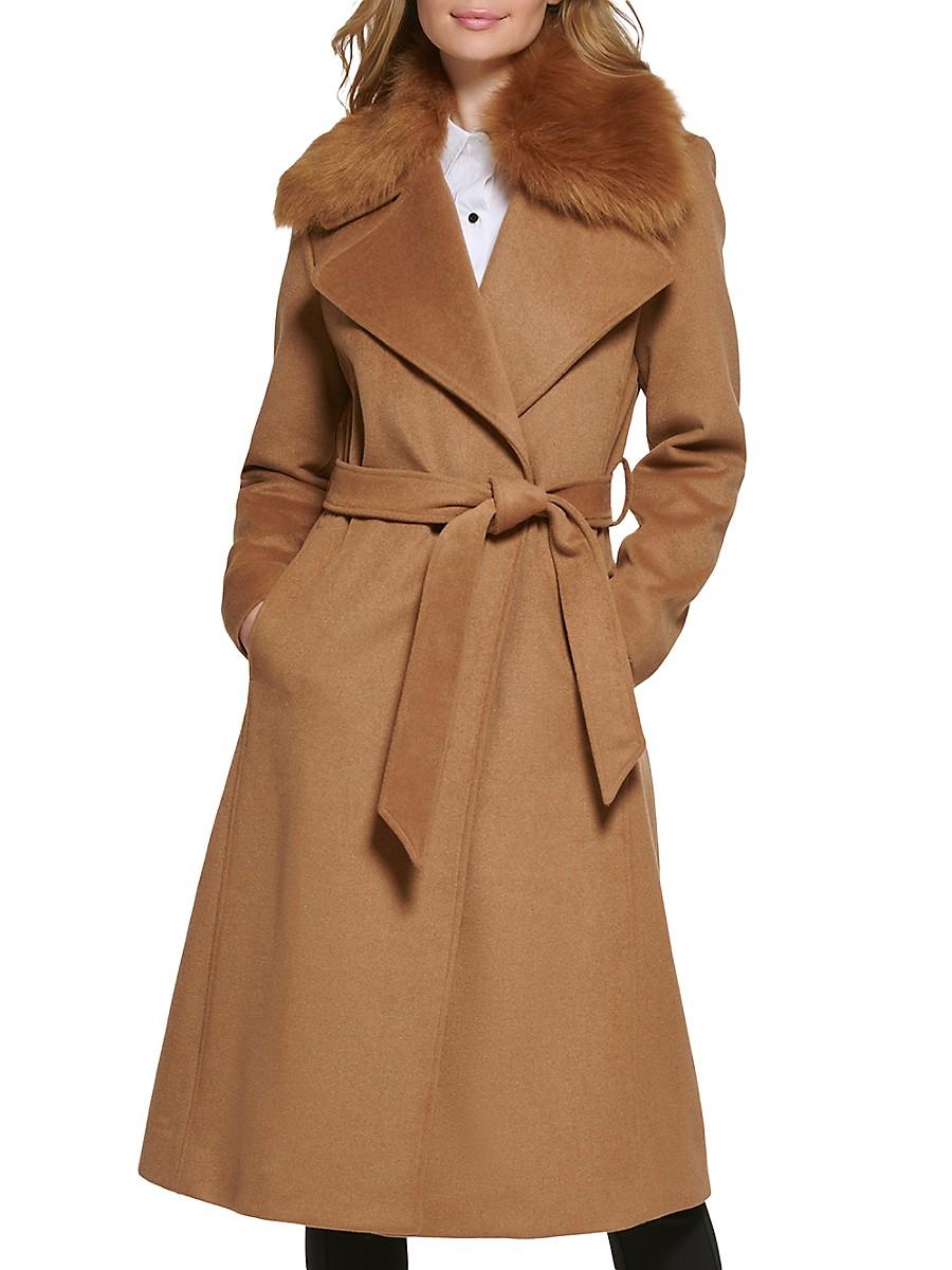 Karl lagerfeld camel coat sale