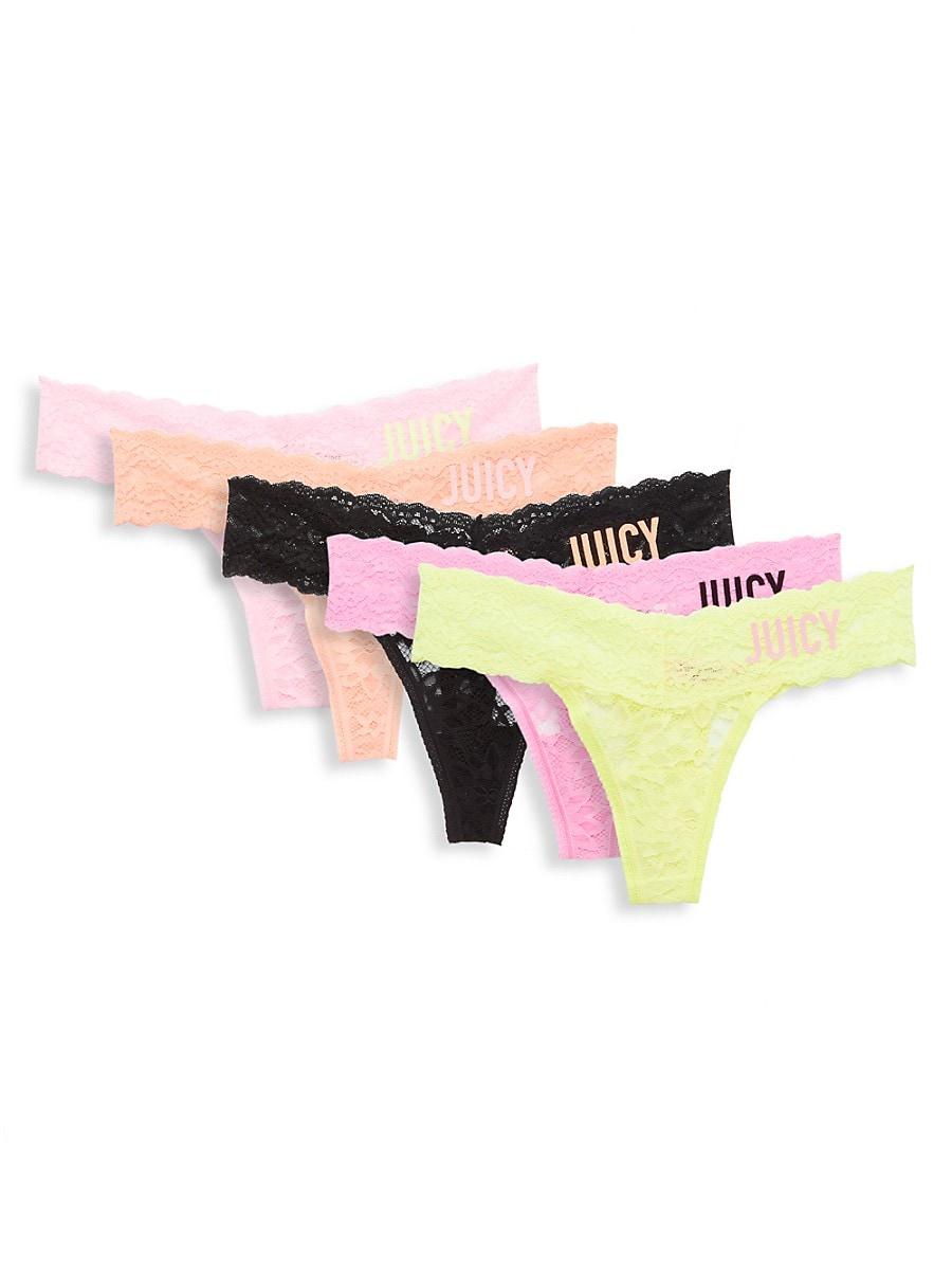 Juicy Couture 5-pack Logo Lace Thongs